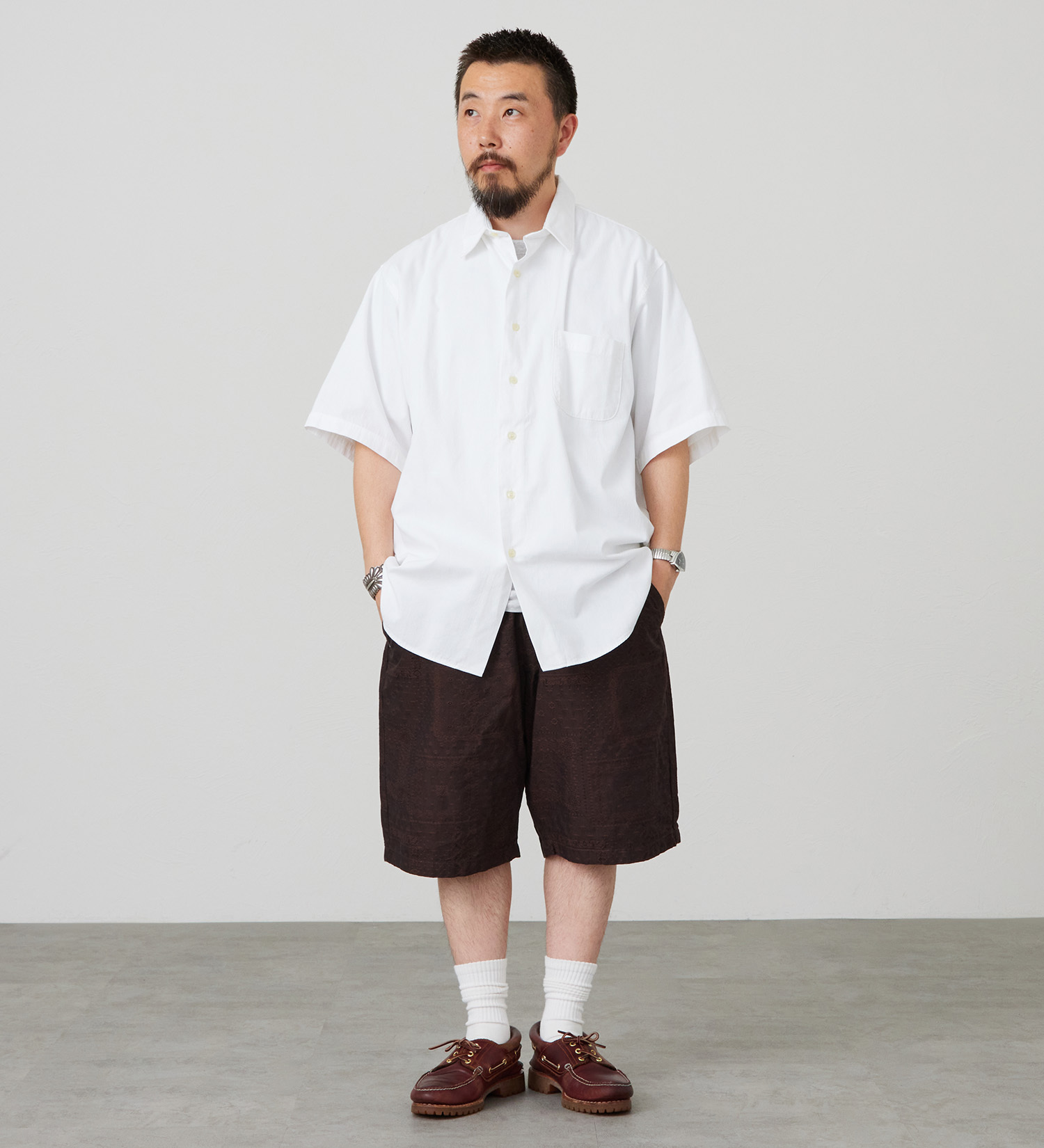 Lee(リー)のハーフスリーブワークシャツ ライトウエイトコードレーン|トップス/シャツ/ブラウス/メンズ|ホワイト