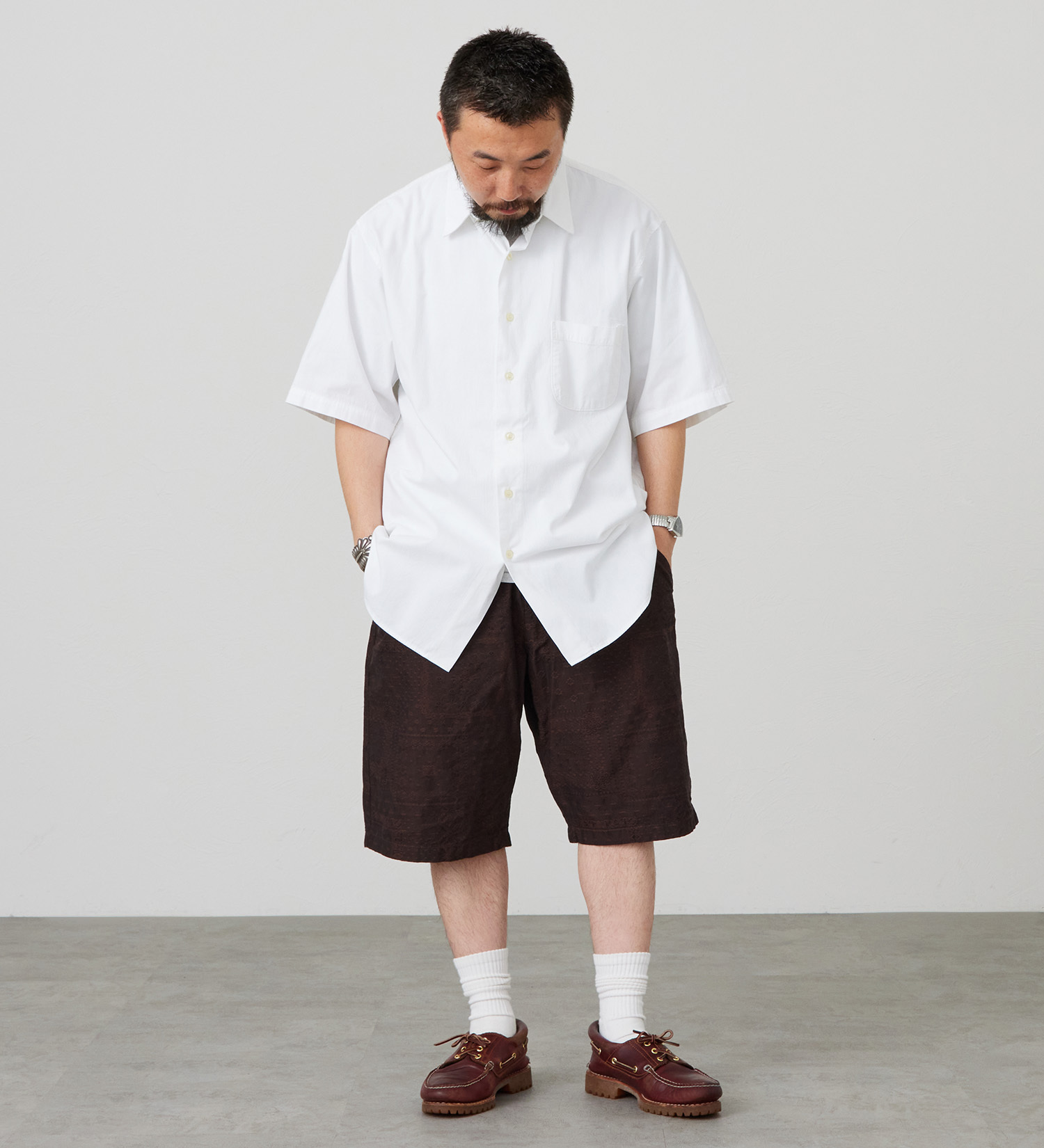 Lee(リー)のハーフスリーブワークシャツ ライトウエイトコードレーン|トップス/シャツ/ブラウス/メンズ|ホワイト