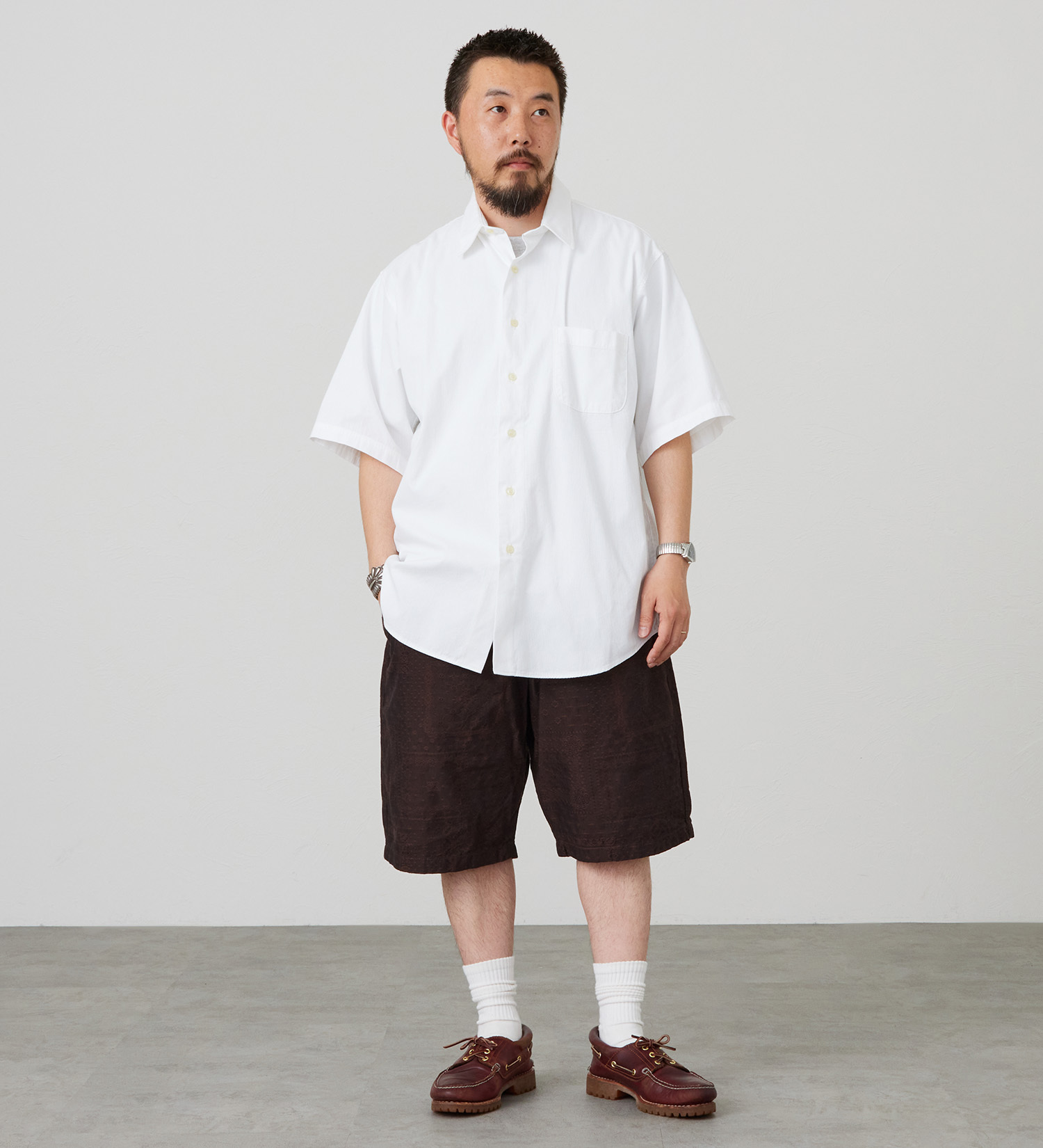 Lee(リー)のハーフスリーブワークシャツ ライトウエイトコードレーン|トップス/シャツ/ブラウス/メンズ|ホワイト