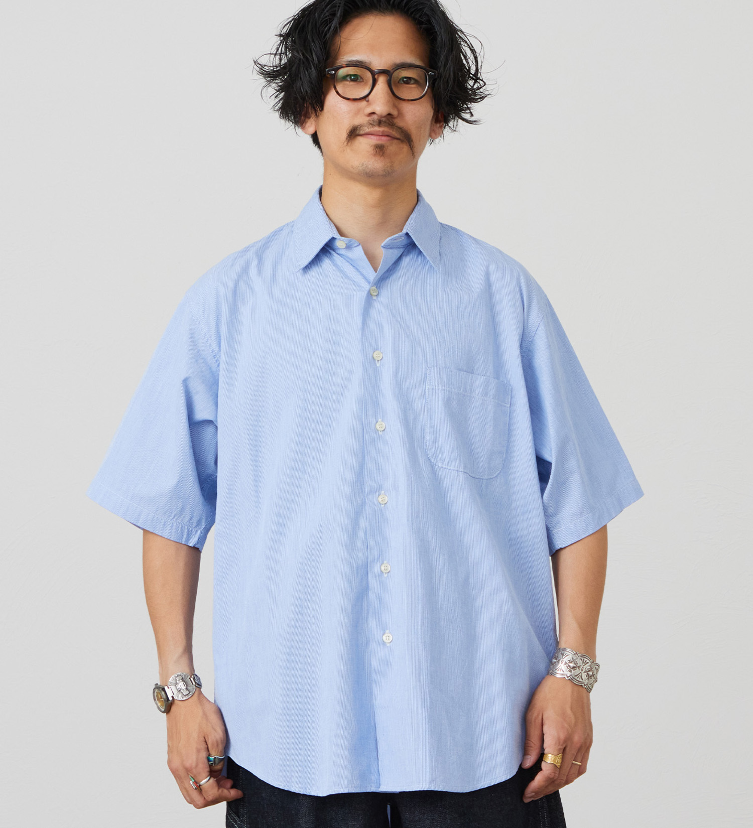 Lee(リー)のハーフスリーブワークシャツ ライトウエイトコードレーン|トップス/シャツ/ブラウス/メンズ|ブルー