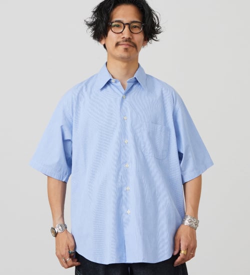 Lee(リー)のハーフスリーブワークシャツ ライトウエイトコードレーン|トップス/シャツ/ブラウス/メンズ|ブルー
