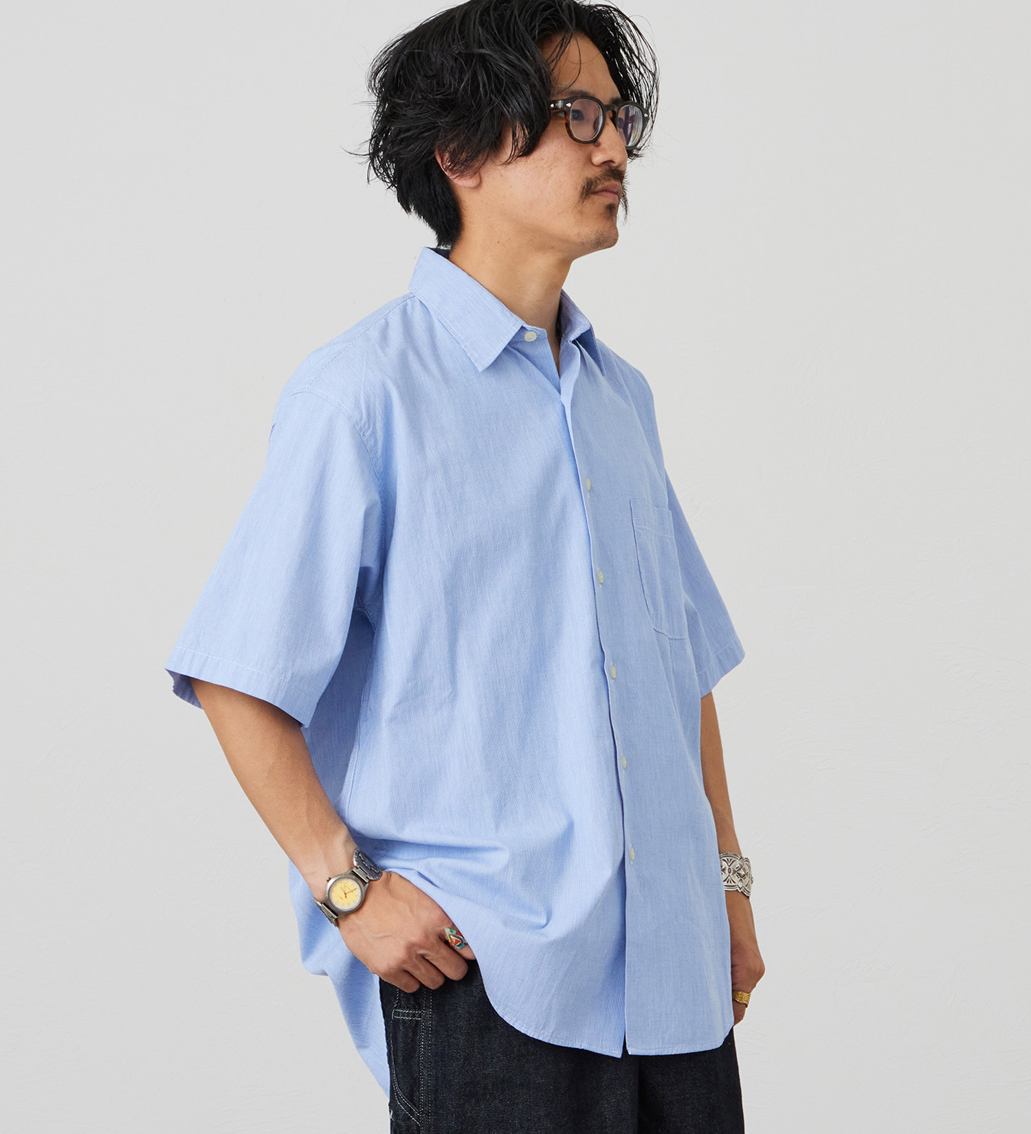 Lee(リー)のハーフスリーブワークシャツ ライトウエイトコードレーン|トップス/シャツ/ブラウス/メンズ|ブルー