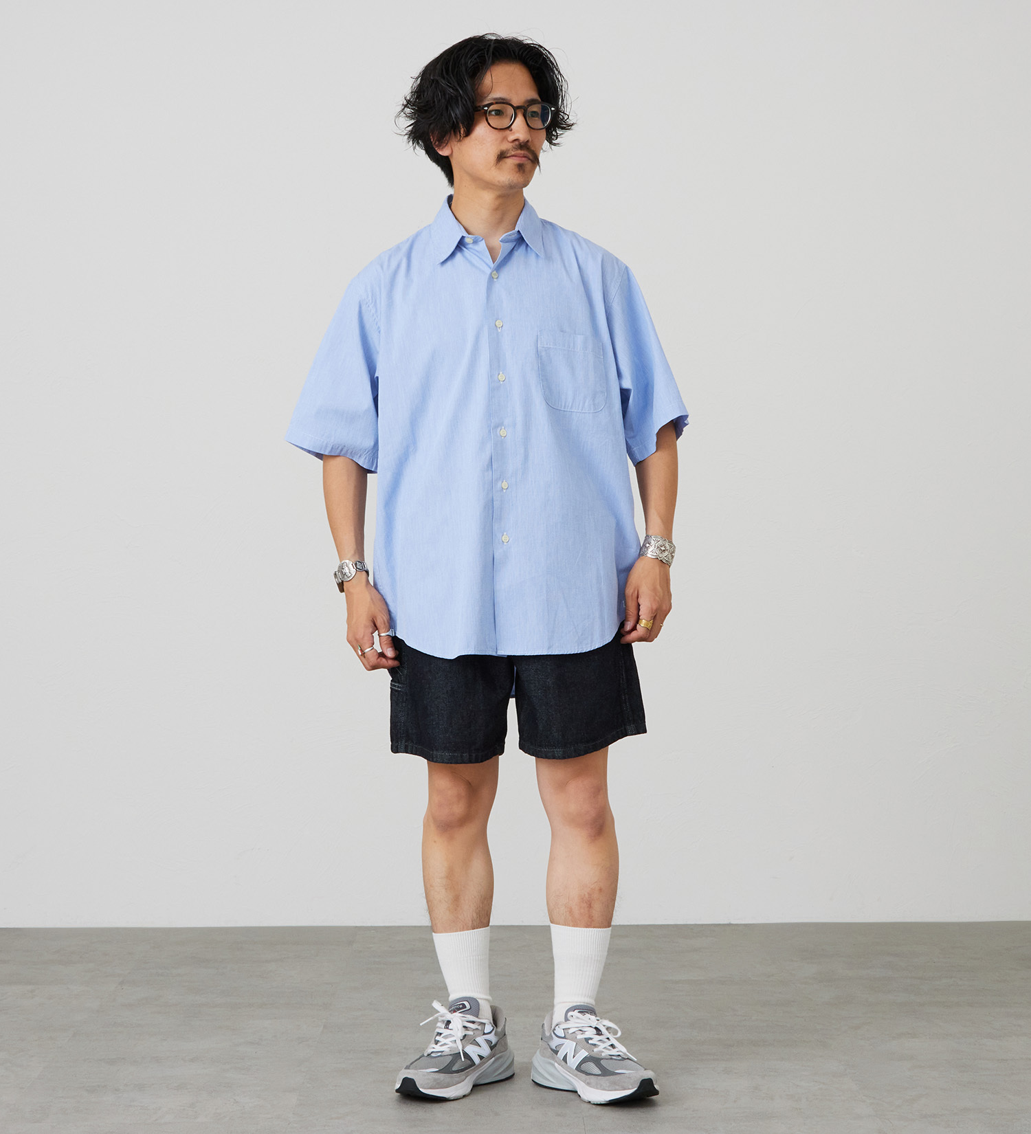 Lee(リー)のハーフスリーブワークシャツ ライトウエイトコードレーン|トップス/シャツ/ブラウス/メンズ|ブルー