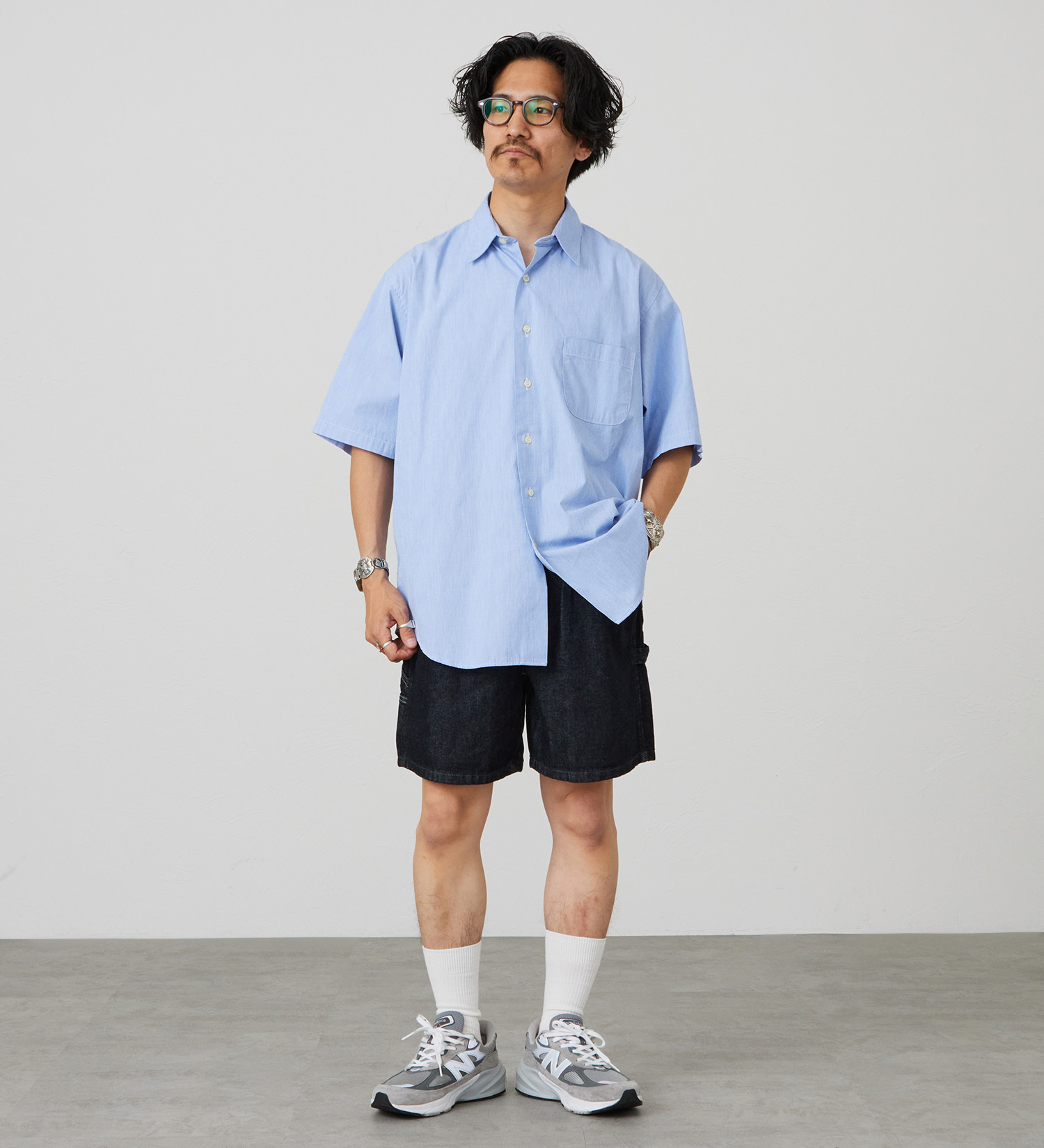 Lee(リー)のハーフスリーブワークシャツ ライトウエイトコードレーン|トップス/シャツ/ブラウス/メンズ|ブルー