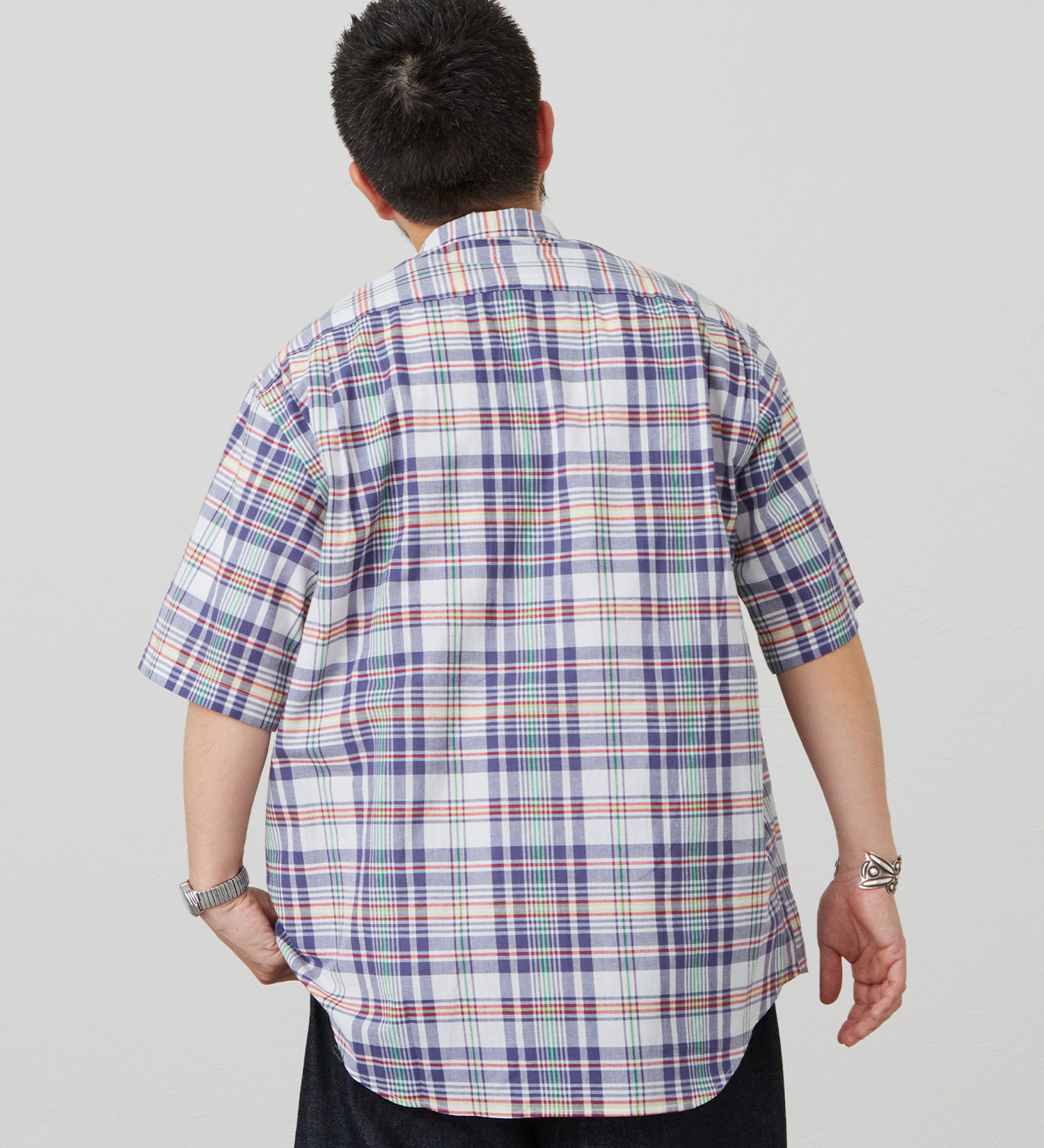 Lee(リー)のハーフスリーブサファリシャツ ライトウエイトマドラスチェック|トップス/シャツ/ブラウス/メンズ|ネイビー