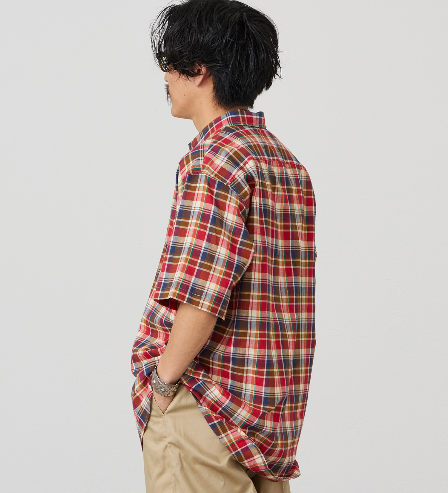 Lee(リー)のハーフスリーブサファリシャツ ライトウエイトマドラスチェック|トップス/シャツ/ブラウス/メンズ|レッド