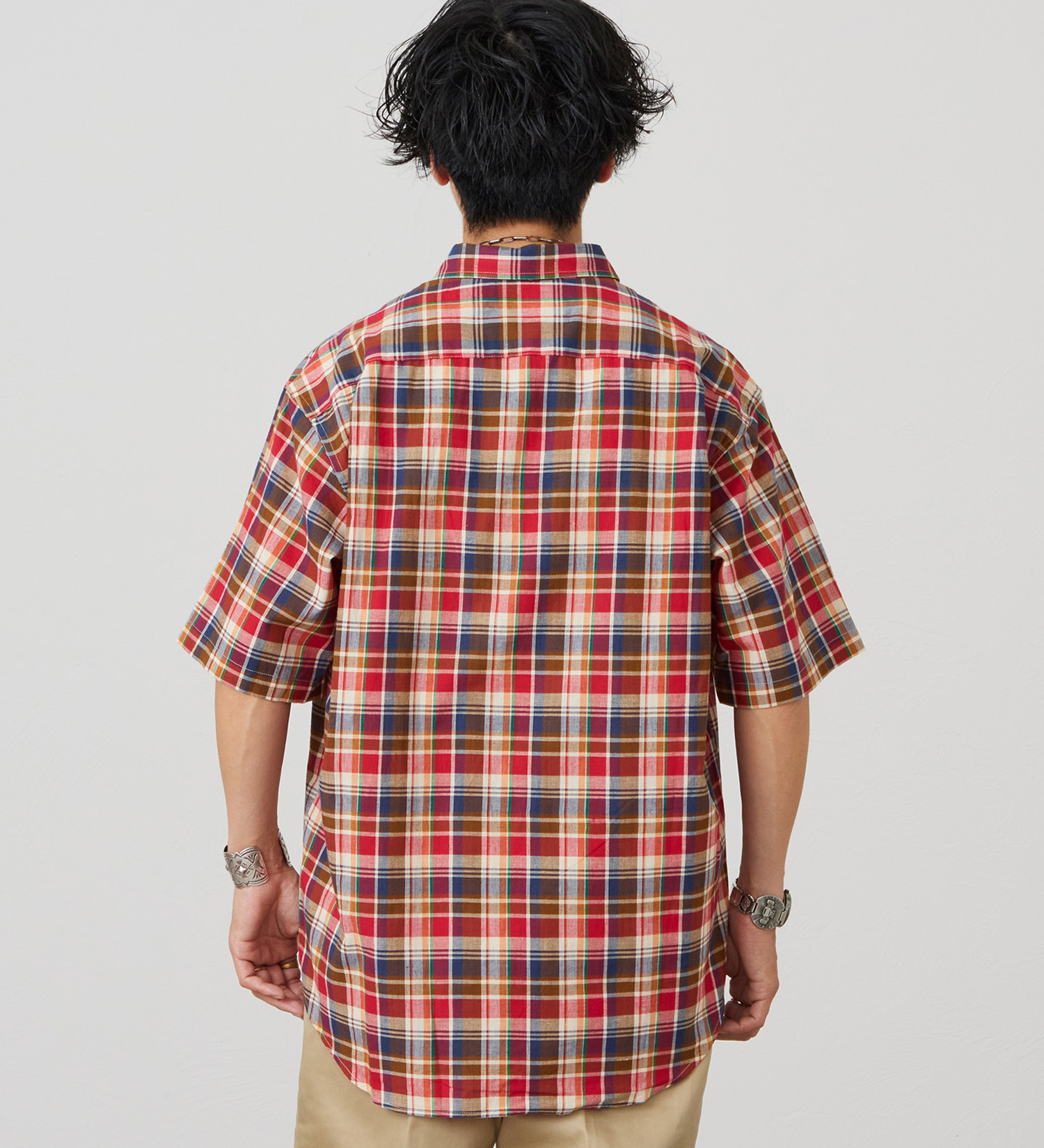 Lee(リー)のハーフスリーブサファリシャツ ライトウエイトマドラスチェック|トップス/シャツ/ブラウス/メンズ|レッド