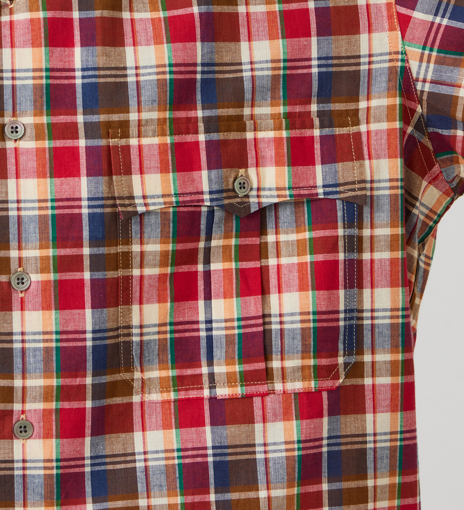 Lee(リー)のハーフスリーブサファリシャツ ライトウエイトマドラスチェック|トップス/シャツ/ブラウス/メンズ|レッド