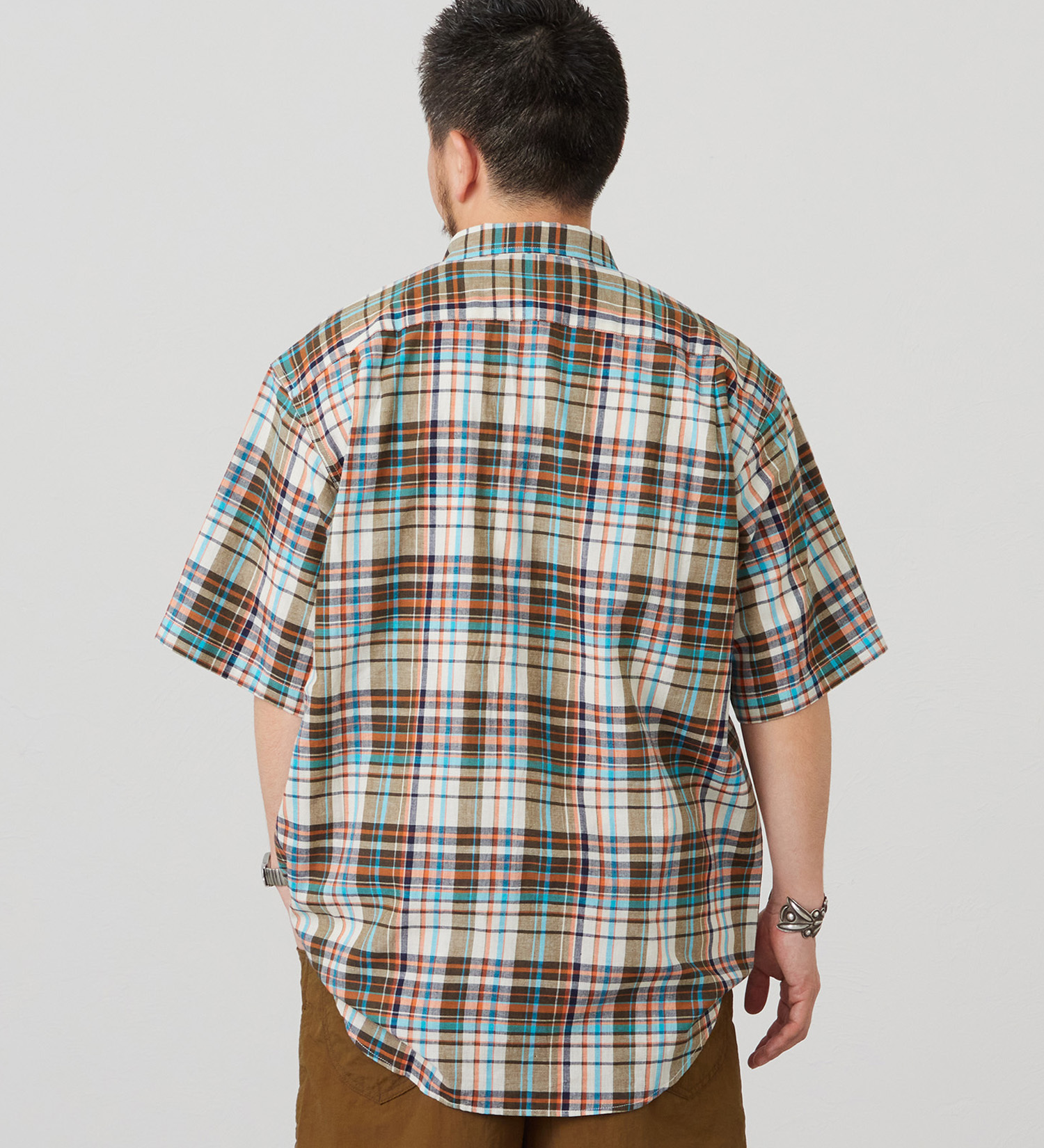 Lee(リー)のハーフスリーブサファリシャツ ライトウエイトマドラスチェック|トップス/シャツ/ブラウス/メンズ|オレンジ