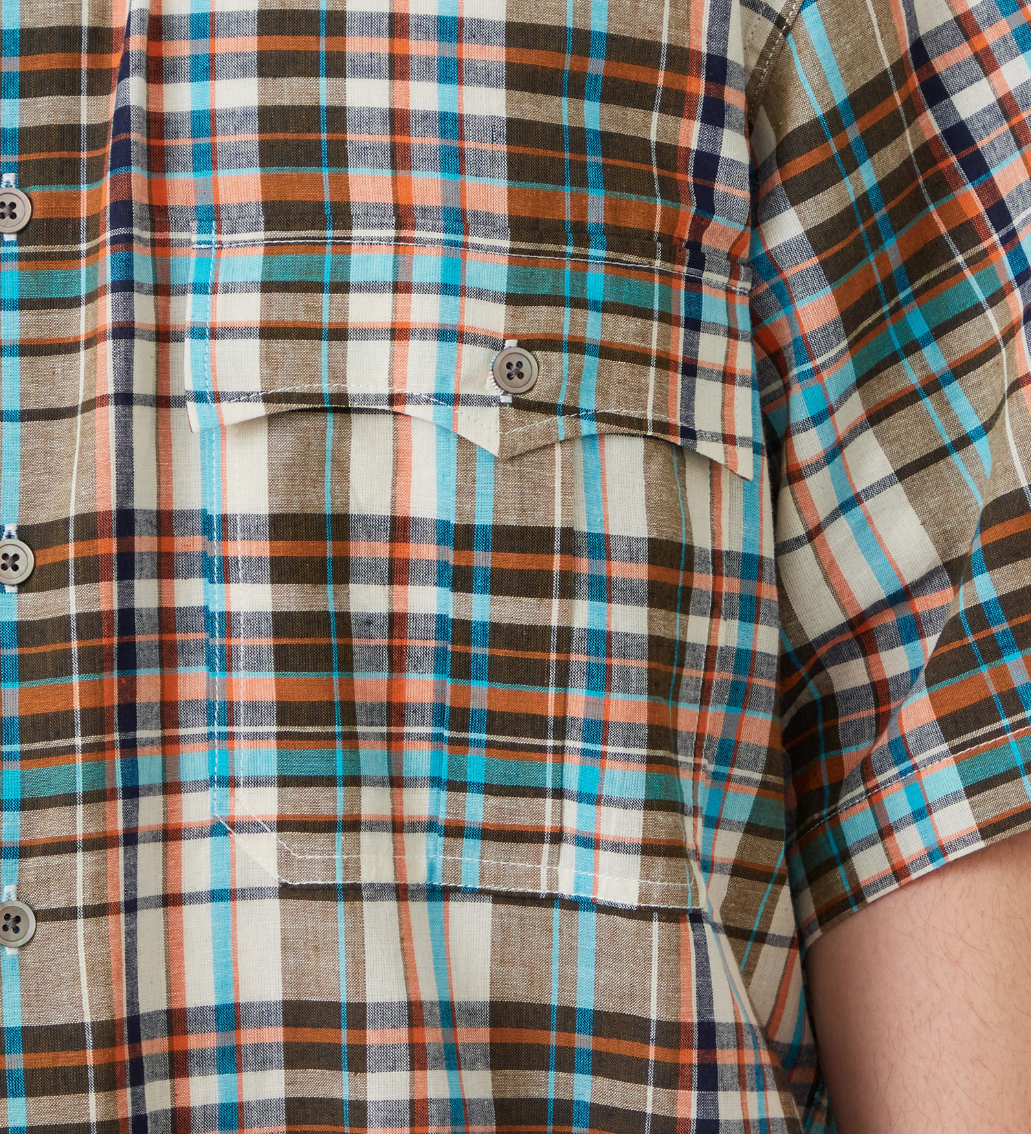 Lee(リー)のハーフスリーブサファリシャツ ライトウエイトマドラスチェック|トップス/シャツ/ブラウス/メンズ|オレンジ