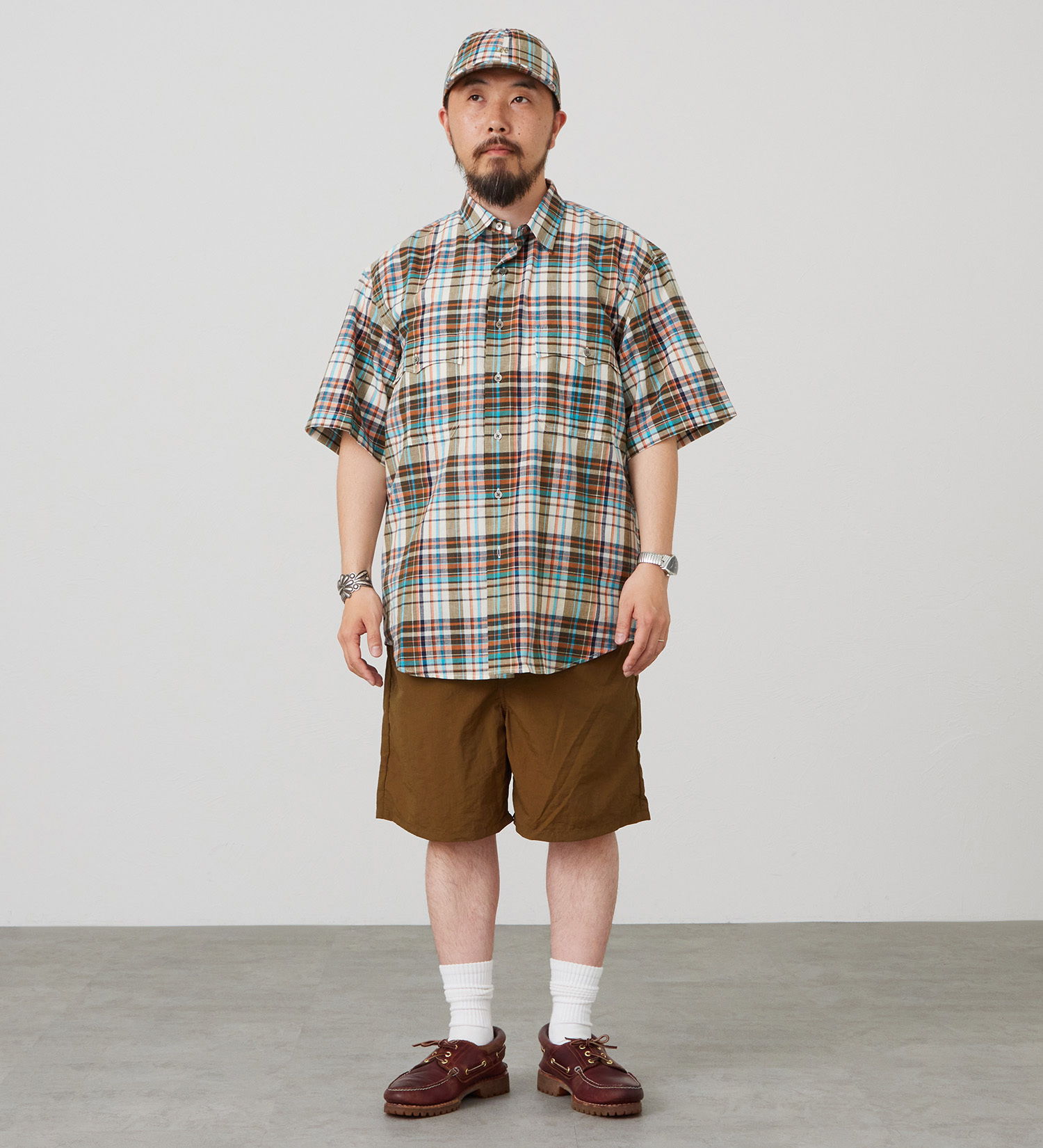 Lee(リー)のハーフスリーブサファリシャツ ライトウエイトマドラスチェック|トップス/シャツ/ブラウス/メンズ|オレンジ