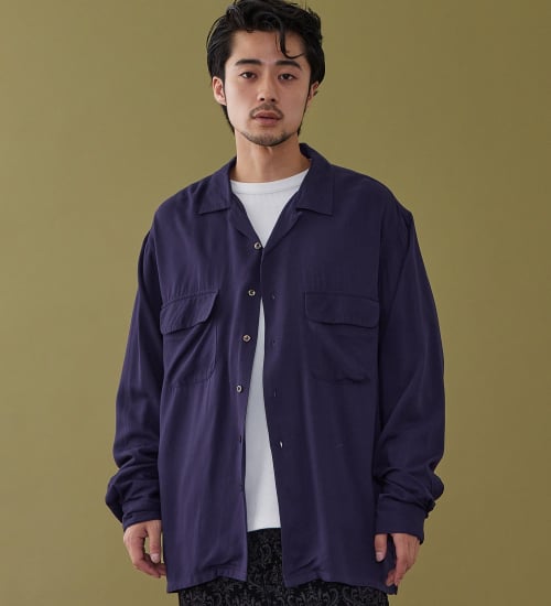 オープンカラーシャツ レーヨン素材