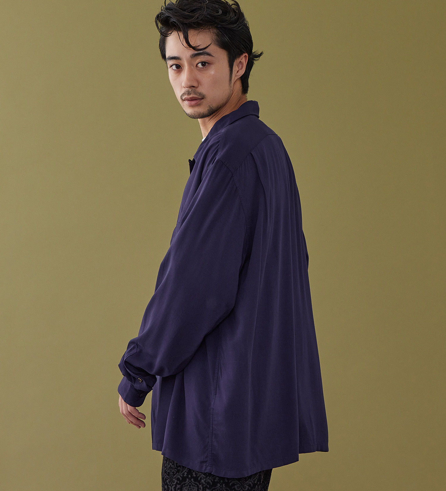 Lee(リー)のオープンカラーシャツ レーヨン素材|トップス/シャツ/ブラウス/メンズ|ネイビー