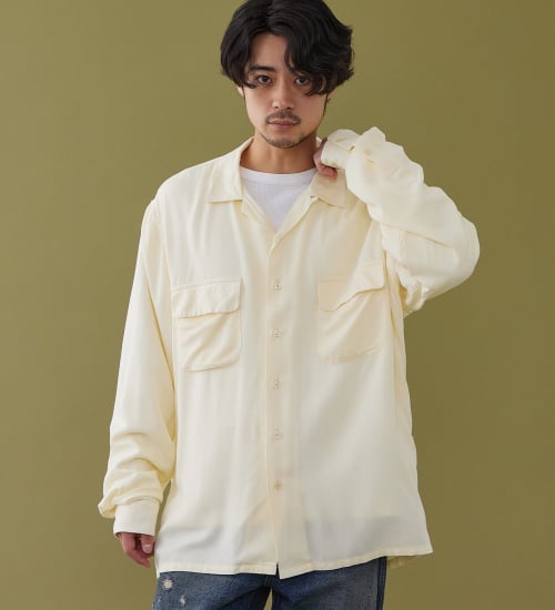 Lee(リー)のオープンカラーシャツ レーヨン素材|トップス/シャツ/ブラウス/メンズ|アイボリー