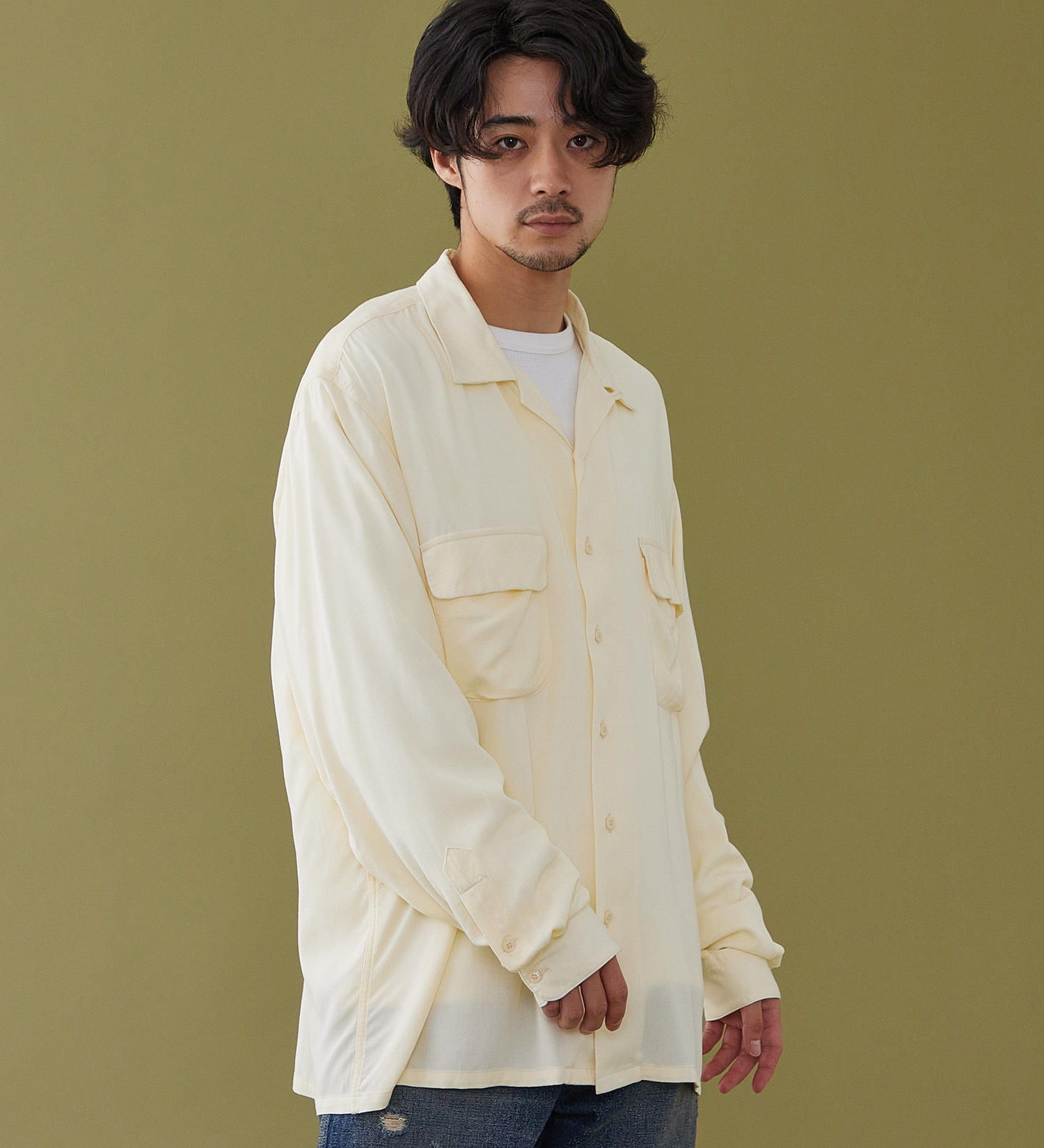 Lee(リー)のオープンカラーシャツ レーヨン素材|トップス/シャツ/ブラウス/メンズ|アイボリー