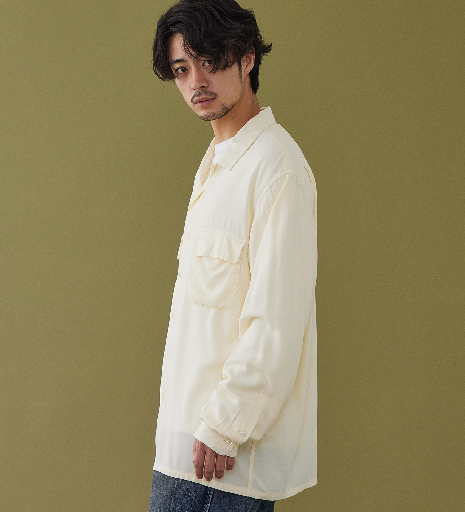 Lee(リー)のオープンカラーシャツ レーヨン素材|トップス/シャツ/ブラウス/メンズ|アイボリー