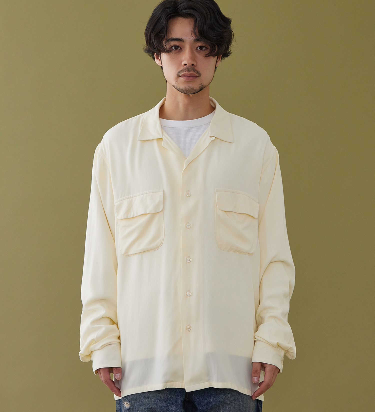 Lee(リー)のオープンカラーシャツ レーヨン素材|トップス/シャツ/ブラウス/メンズ|アイボリー