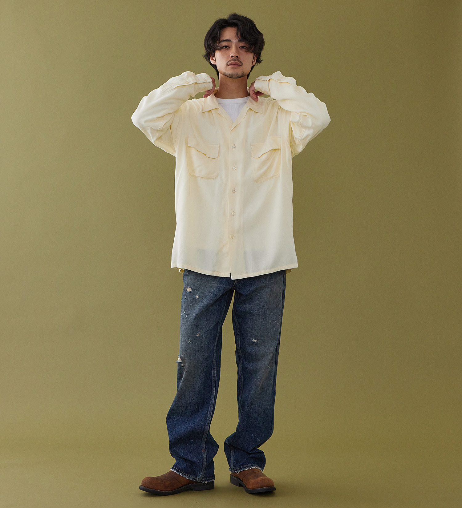 Lee(リー)のオープンカラーシャツ レーヨン素材|トップス/シャツ/ブラウス/メンズ|アイボリー