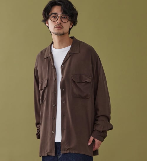 Lee(リー)のオープンカラーシャツ レーヨン素材|トップス/シャツ/ブラウス/メンズ|ブラウン
