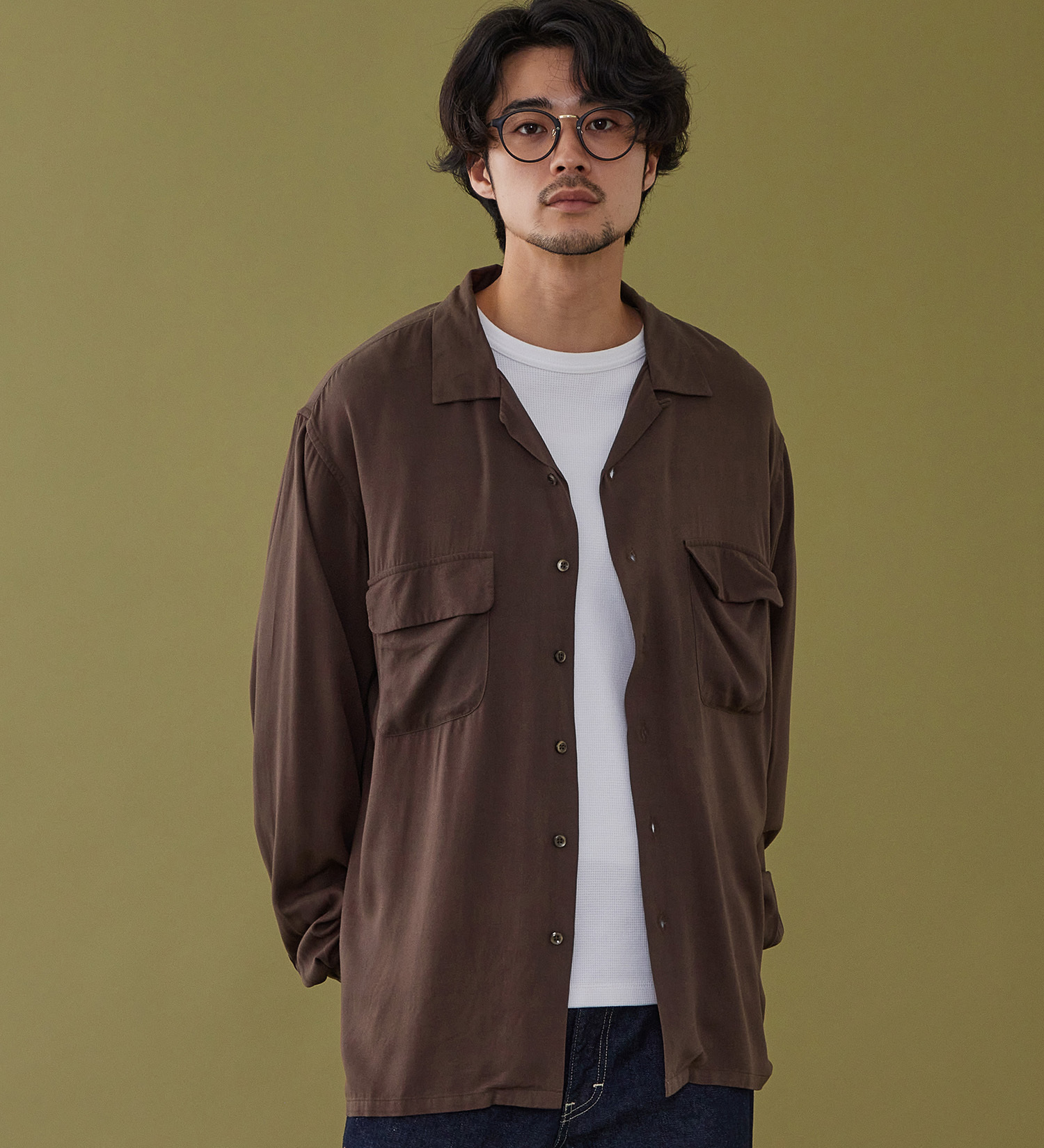 Lee(リー)のオープンカラーシャツ レーヨン素材|トップス/シャツ/ブラウス/メンズ|ブラウン