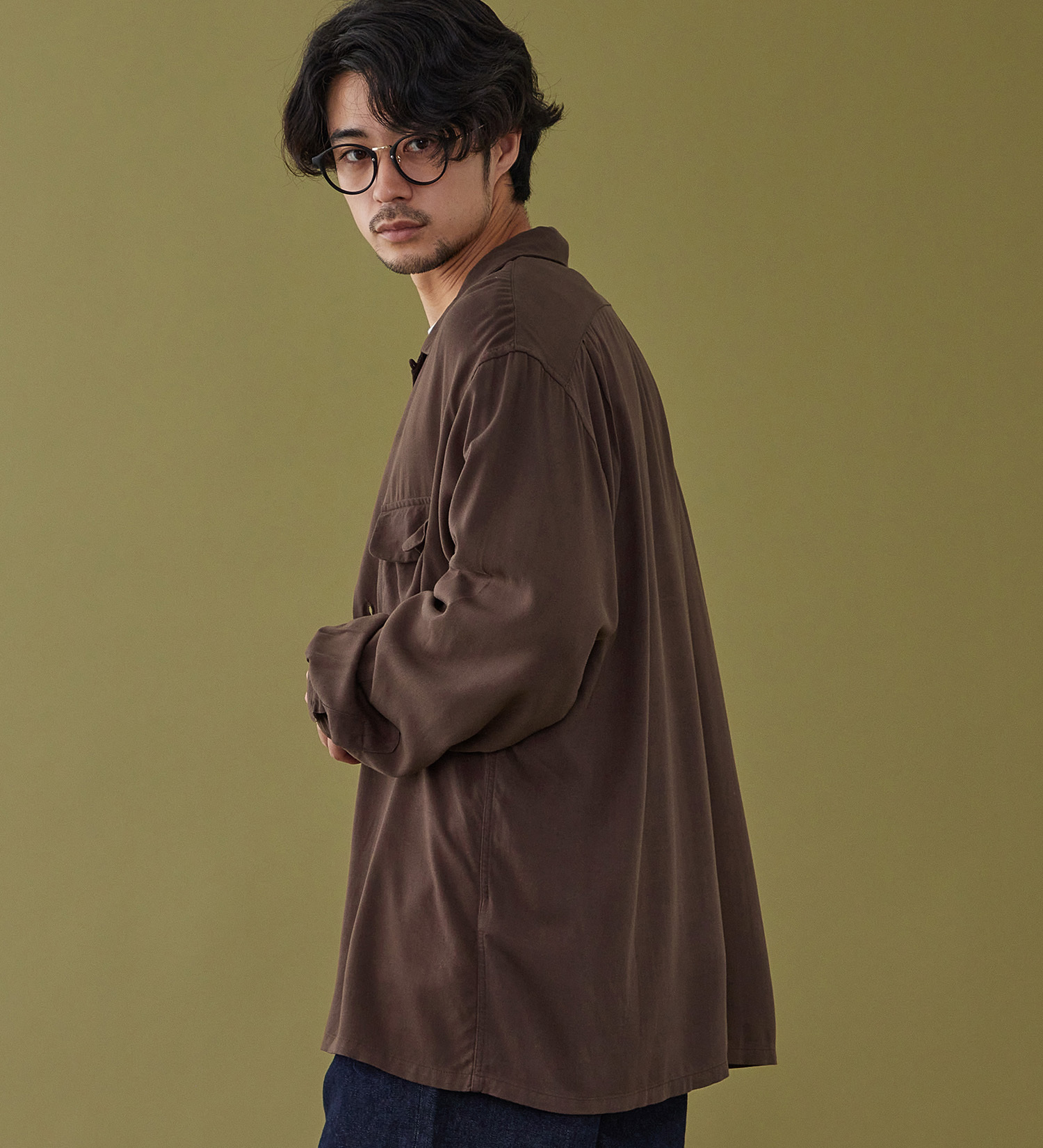 Lee(リー)のオープンカラーシャツ レーヨン素材|トップス/シャツ/ブラウス/メンズ|ブラウン