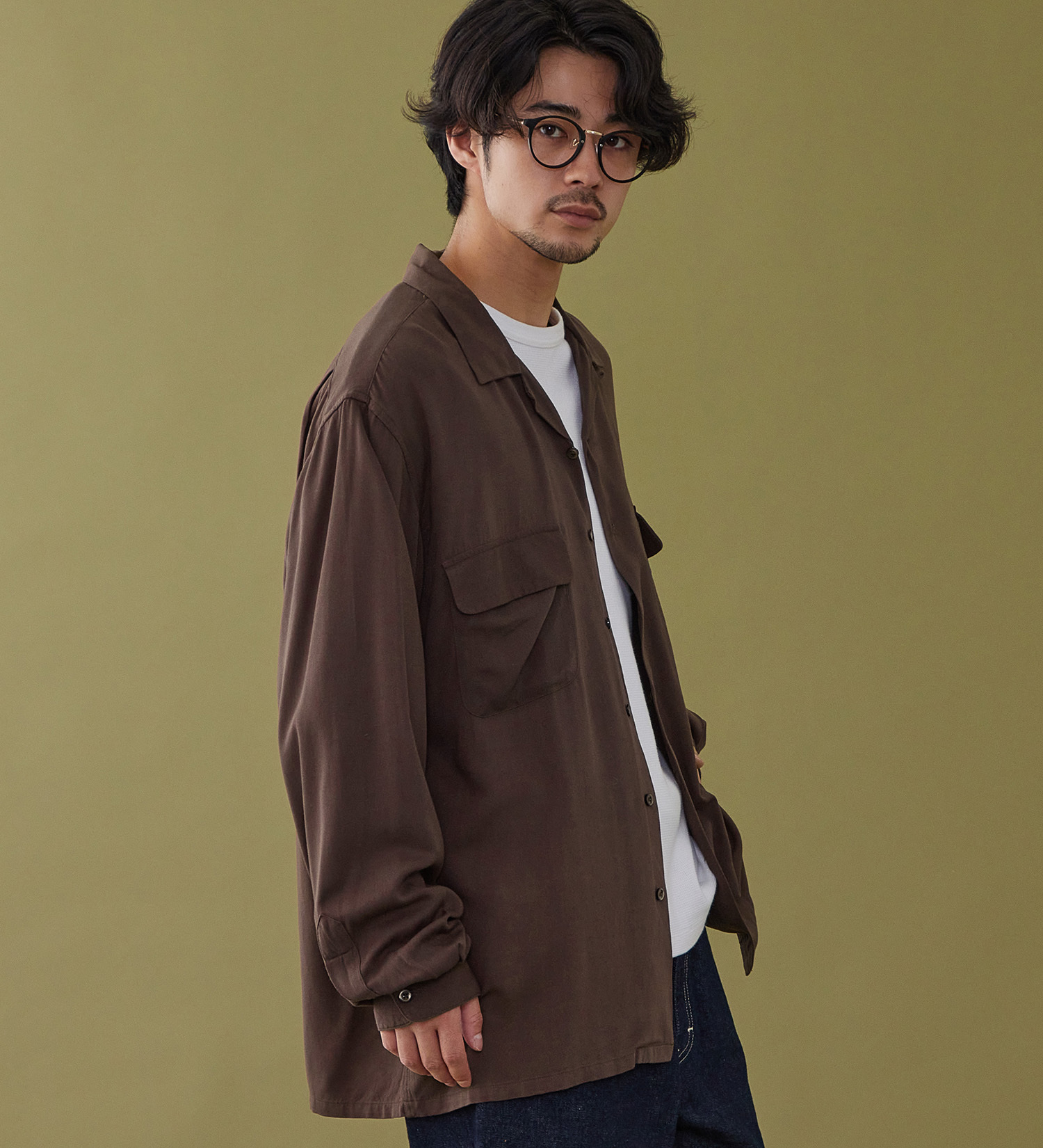 Lee(リー)のオープンカラーシャツ レーヨン素材|トップス/シャツ/ブラウス/メンズ|ブラウン