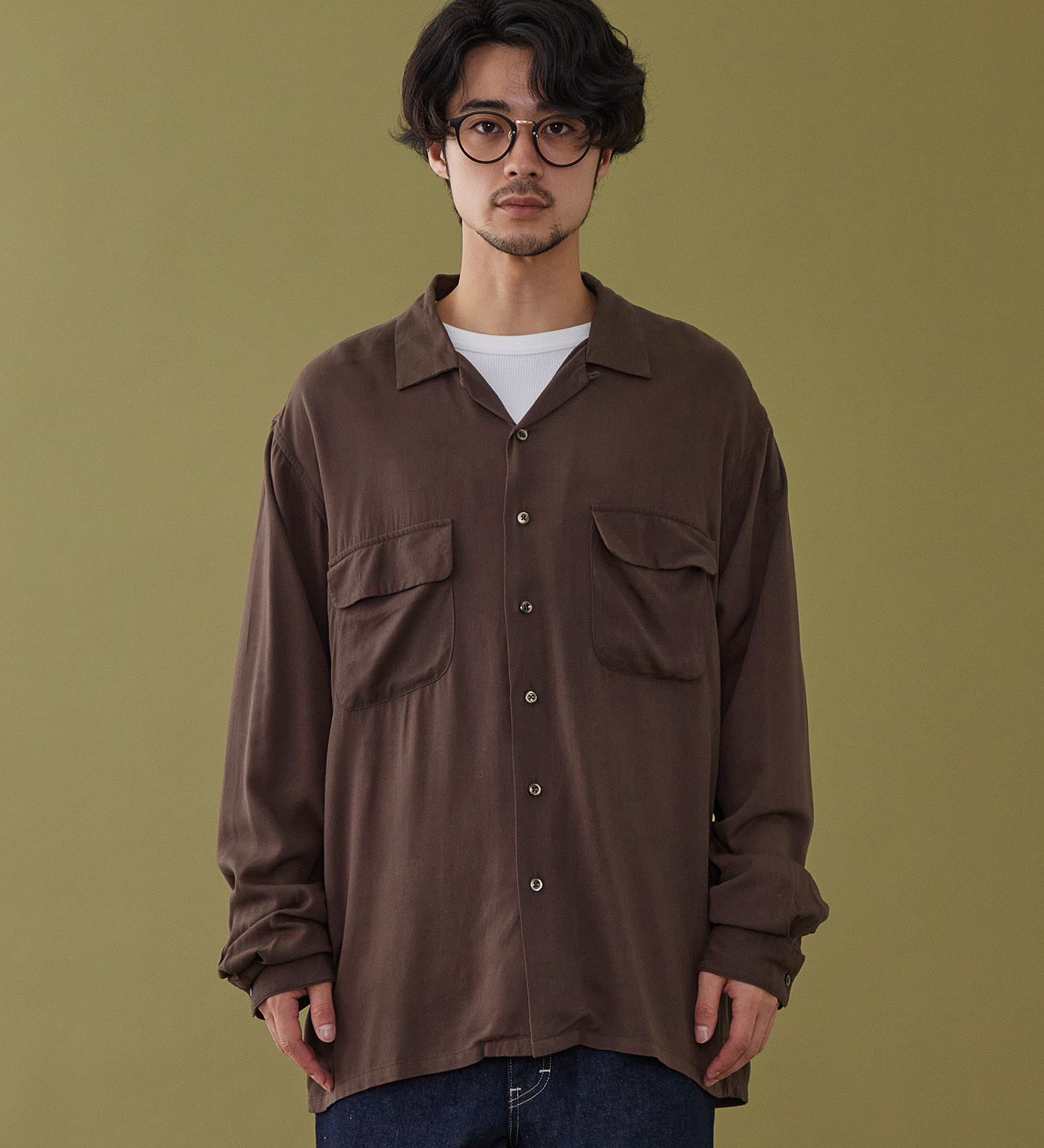 Lee(リー)のオープンカラーシャツ レーヨン素材|トップス/シャツ/ブラウス/メンズ|ブラウン