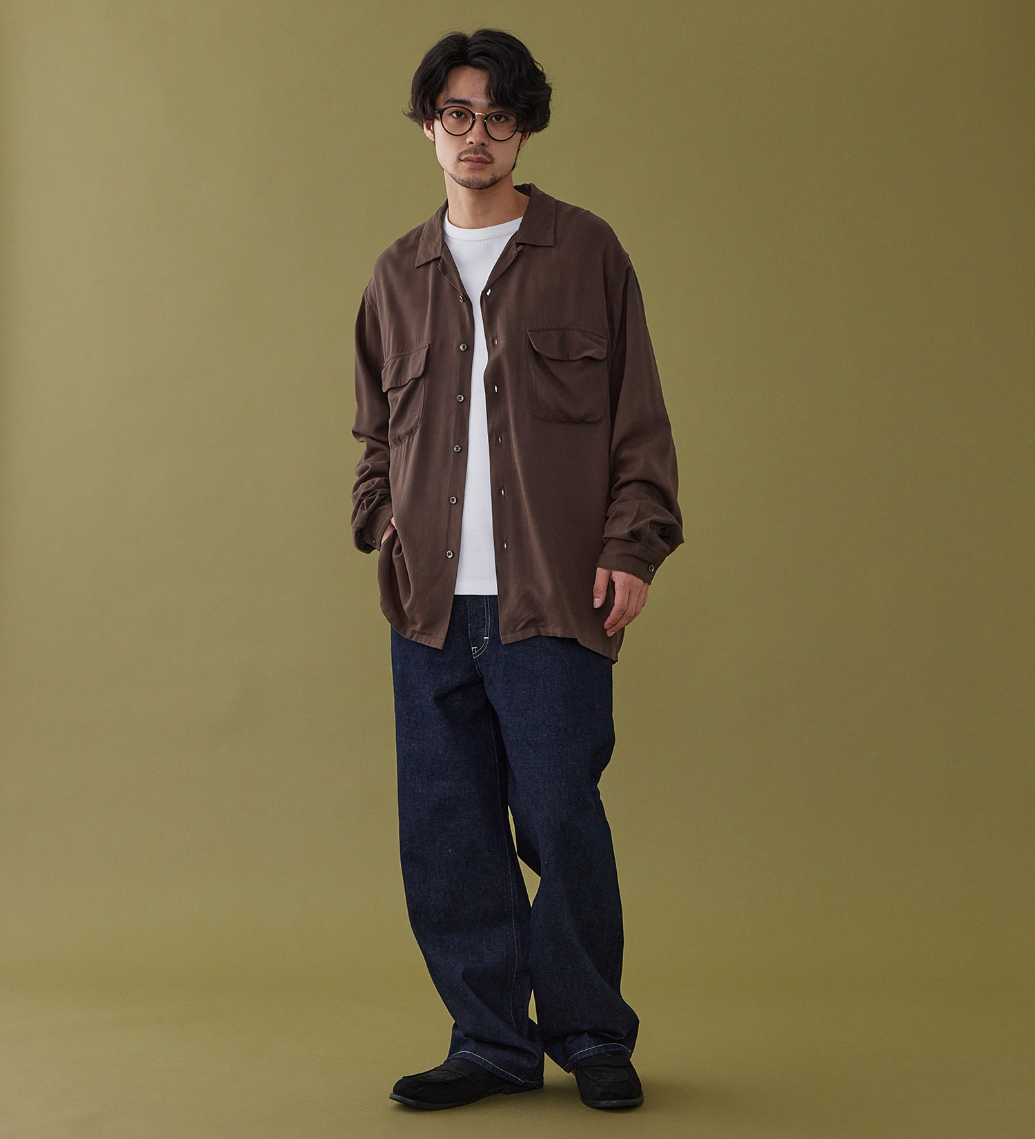 Lee(リー)のオープンカラーシャツ レーヨン素材|トップス/シャツ/ブラウス/メンズ|ブラウン
