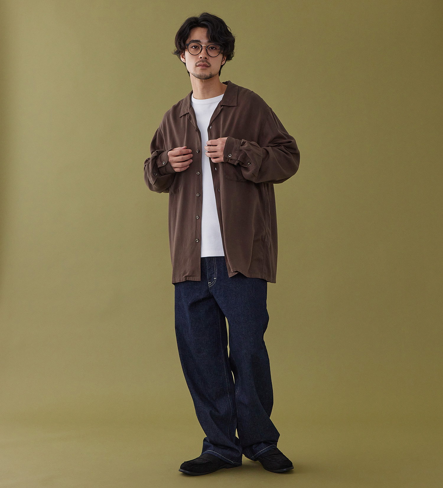 Lee(リー)のオープンカラーシャツ レーヨン素材|トップス/シャツ/ブラウス/メンズ|ブラウン