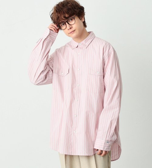Lee(リー)の【サマーセール】ストライプワークシャツ|トップス/シャツ/ブラウス/メンズ|ピンク