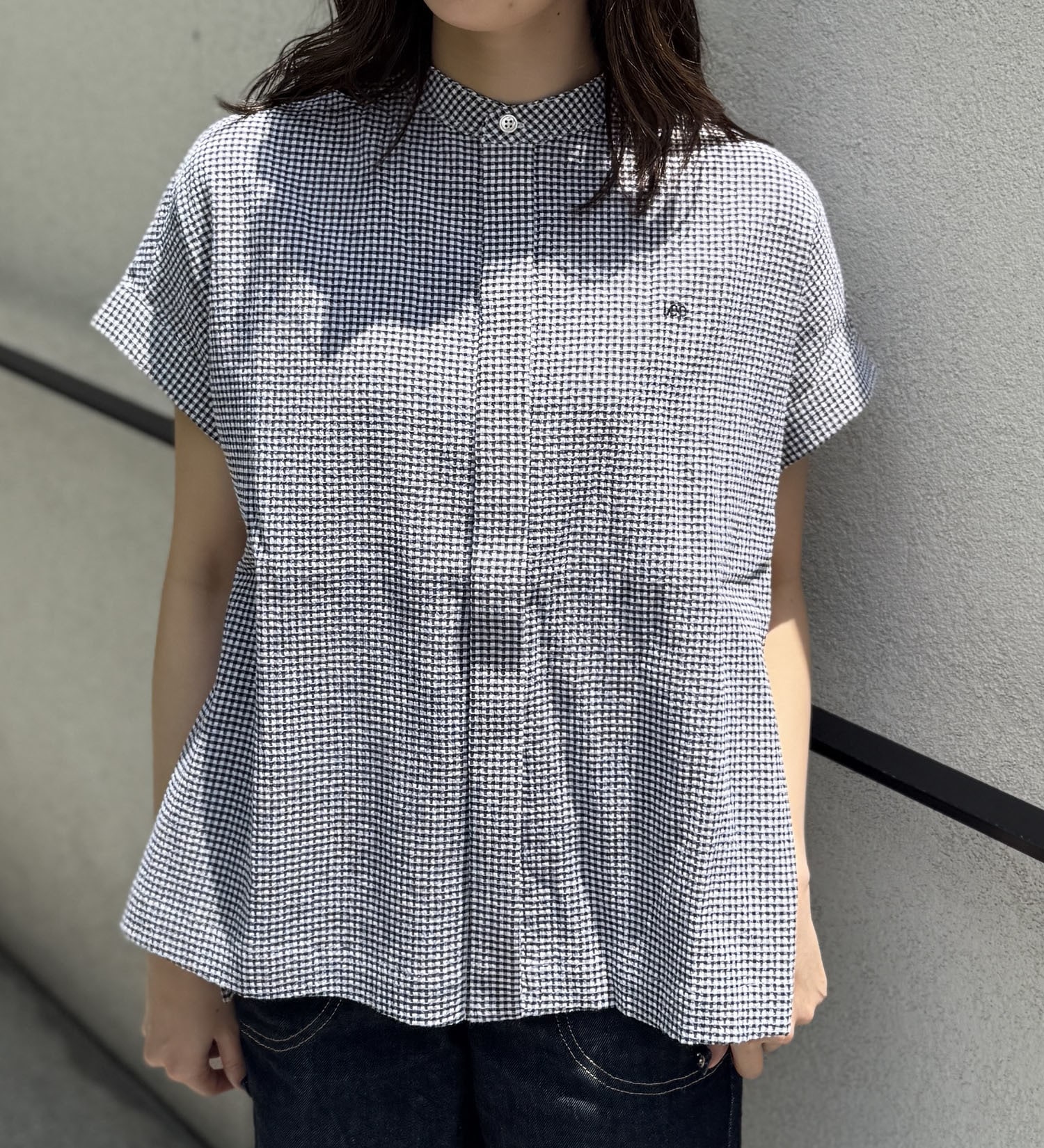Lee(リー)の【おまとめ割】フレンチスリーブチェックシャツ|トップス/シャツ/ブラウス/レディース|ブラック