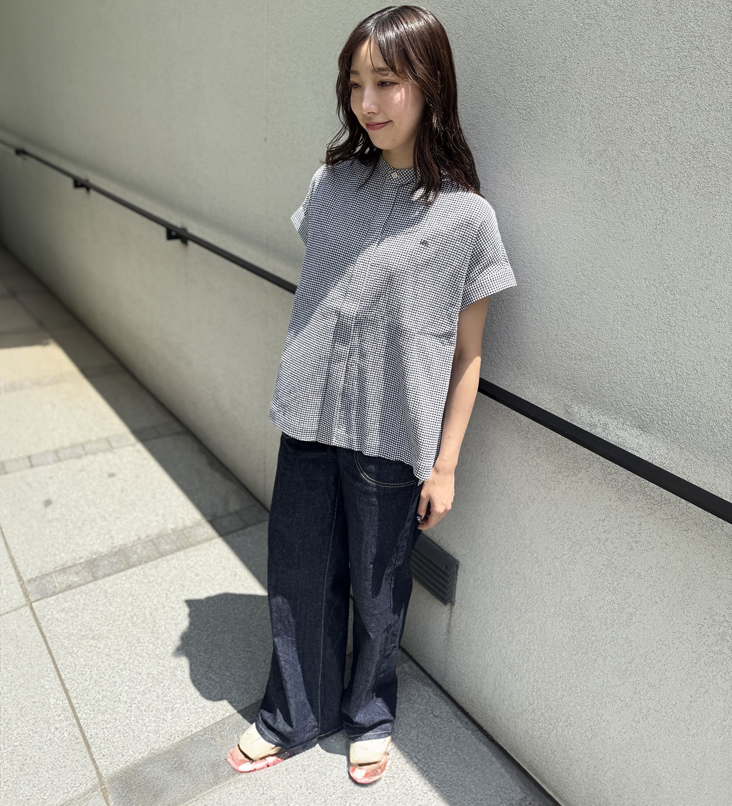 Lee(リー)の【おまとめ割】フレンチスリーブチェックシャツ|トップス/シャツ/ブラウス/レディース|ブラック