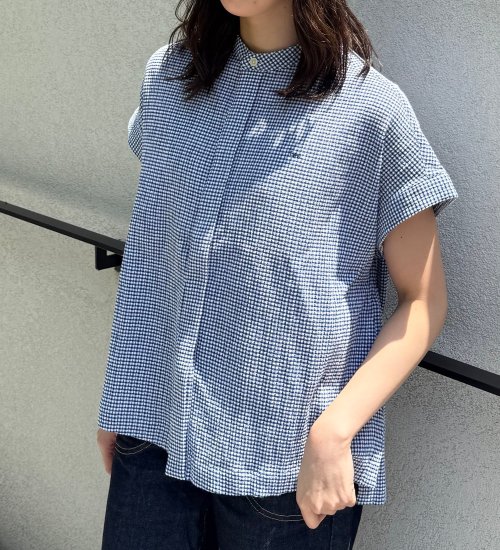 Lee(リー)のフレンチスリーブチェックシャツ|トップス/シャツ/ブラウス/レディース|ネイビー