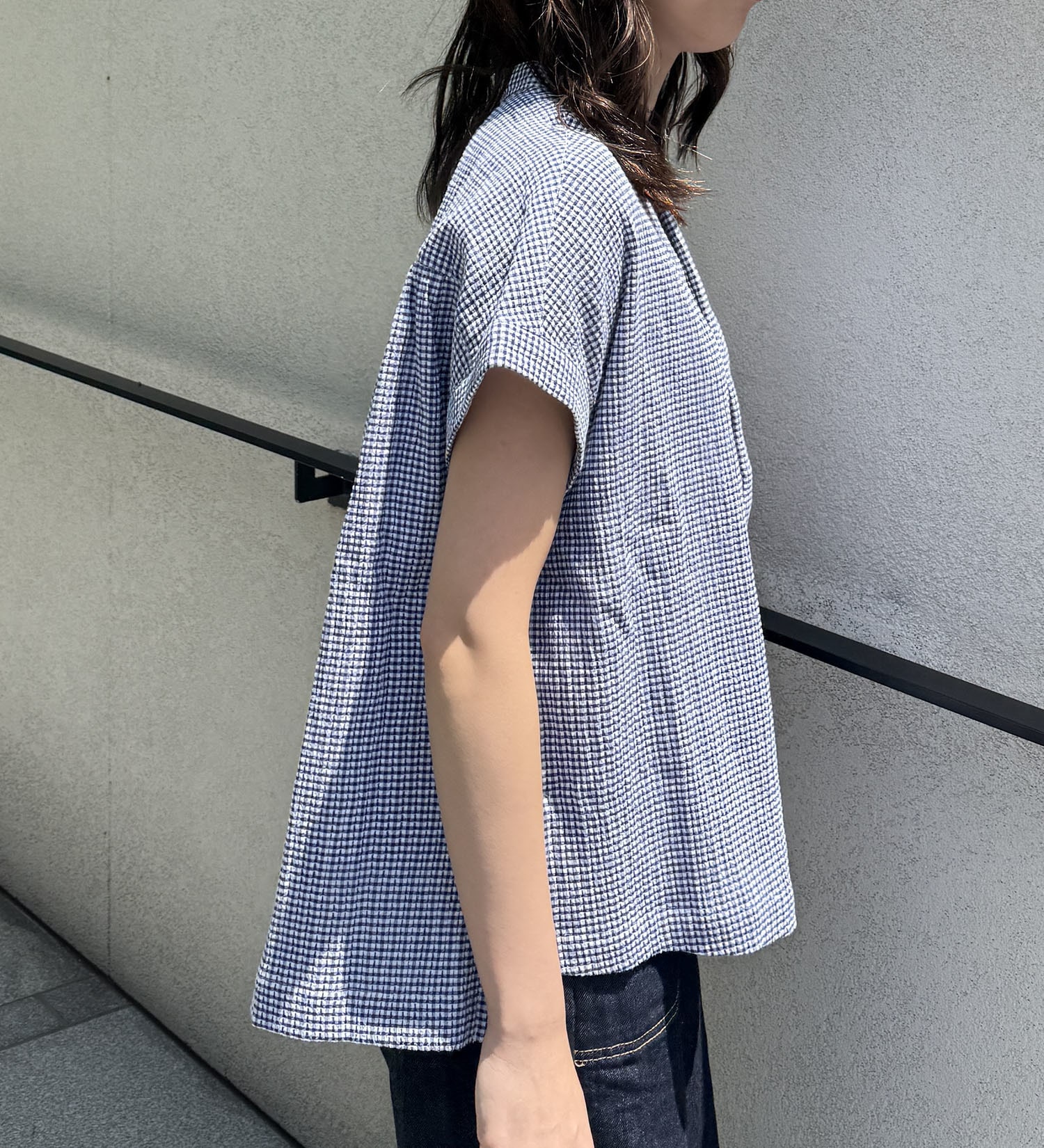 Lee(リー)の【おまとめ割】フレンチスリーブチェックシャツ|トップス/シャツ/ブラウス/レディース|ネイビー
