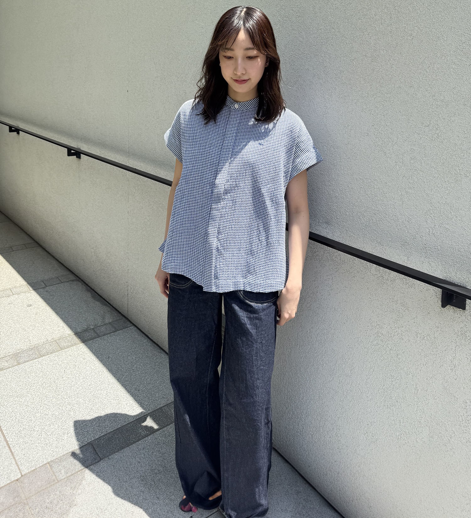 Lee(リー)の【おまとめ割】フレンチスリーブチェックシャツ|トップス/シャツ/ブラウス/レディース|ネイビー