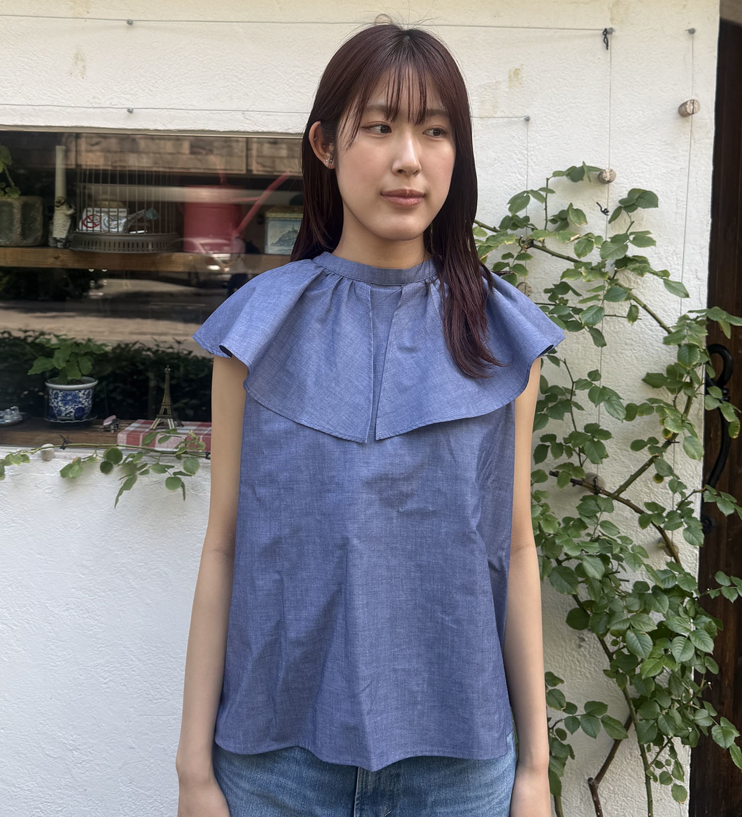 Lee(リー)の【おまとめ割】フリルノースリーブシャツ|トップス/シャツ/ブラウス/レディース|インディゴブルー