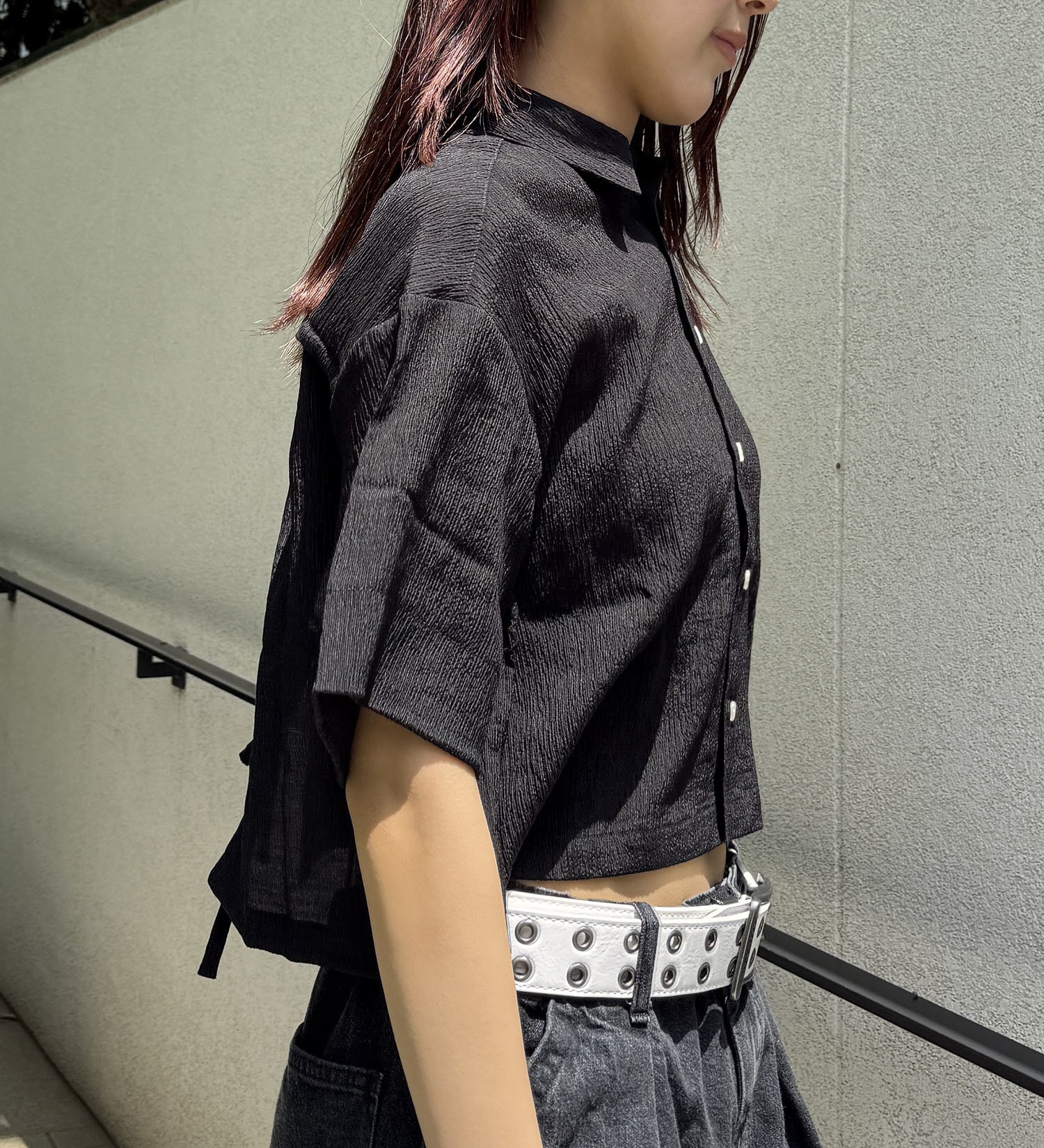 Lee(リー)の【おまとめ割】バックリボンハーフスリーブシャツ|トップス/シャツ/ブラウス/レディース|ブラック