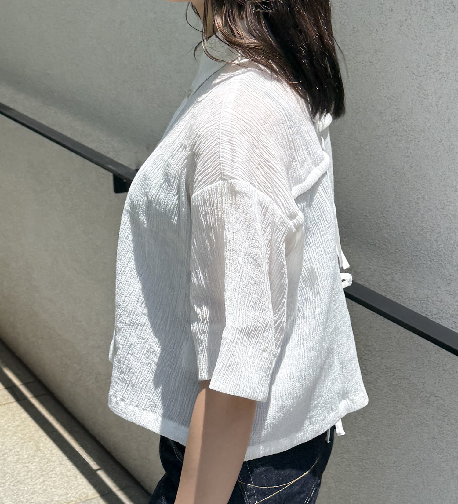 Lee(リー)の【おまとめ割】バックリボンハーフスリーブシャツ|トップス/シャツ/ブラウス/レディース|ホワイト