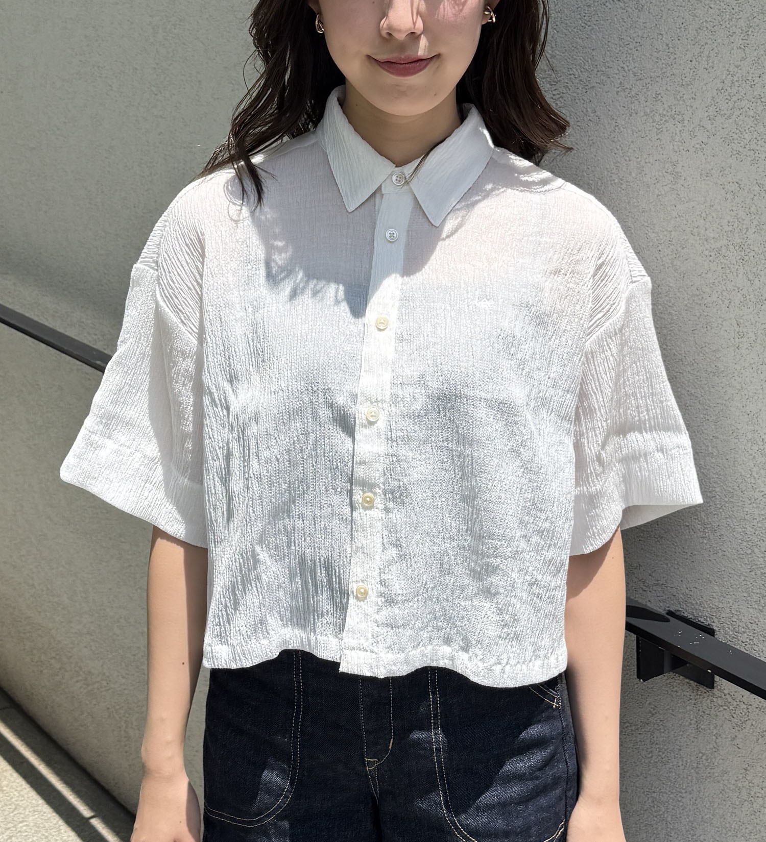Lee(リー)の【おまとめ割】バックリボンハーフスリーブシャツ|トップス/シャツ/ブラウス/レディース|ホワイト