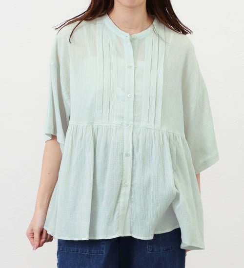 Lee(リー)の【ポイントアップ対象】【直営店・WEB別注】ペプラムシャツ クレープ生地で涼しい|トップス/シャツ/ブラウス/レディース|ミント