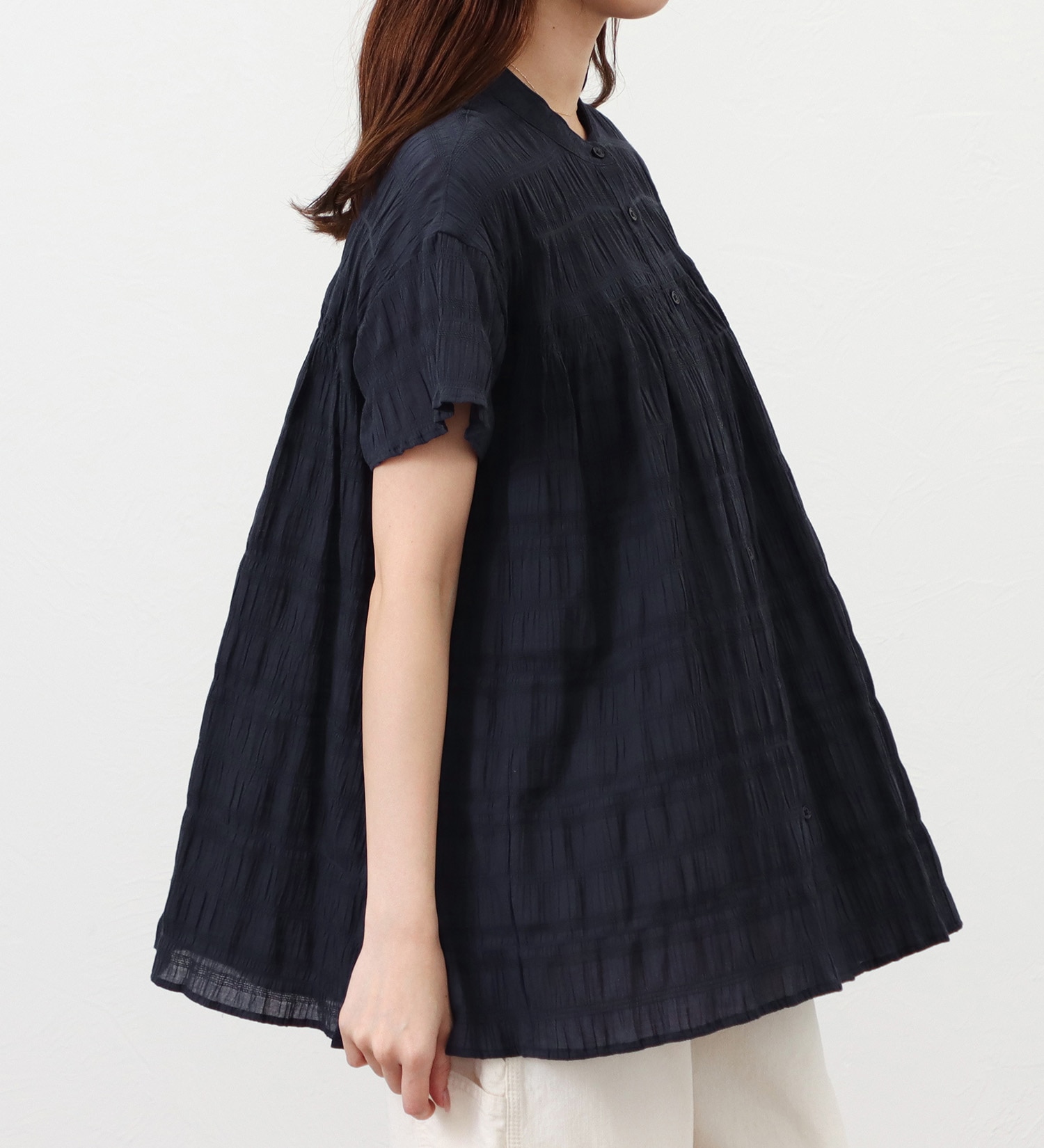 Lee(リー)の【ポイントアップ対象】【直営店・WEB別注】ギャザーチュニック|トップス/シャツ/ブラウス/レディース|ネイビー