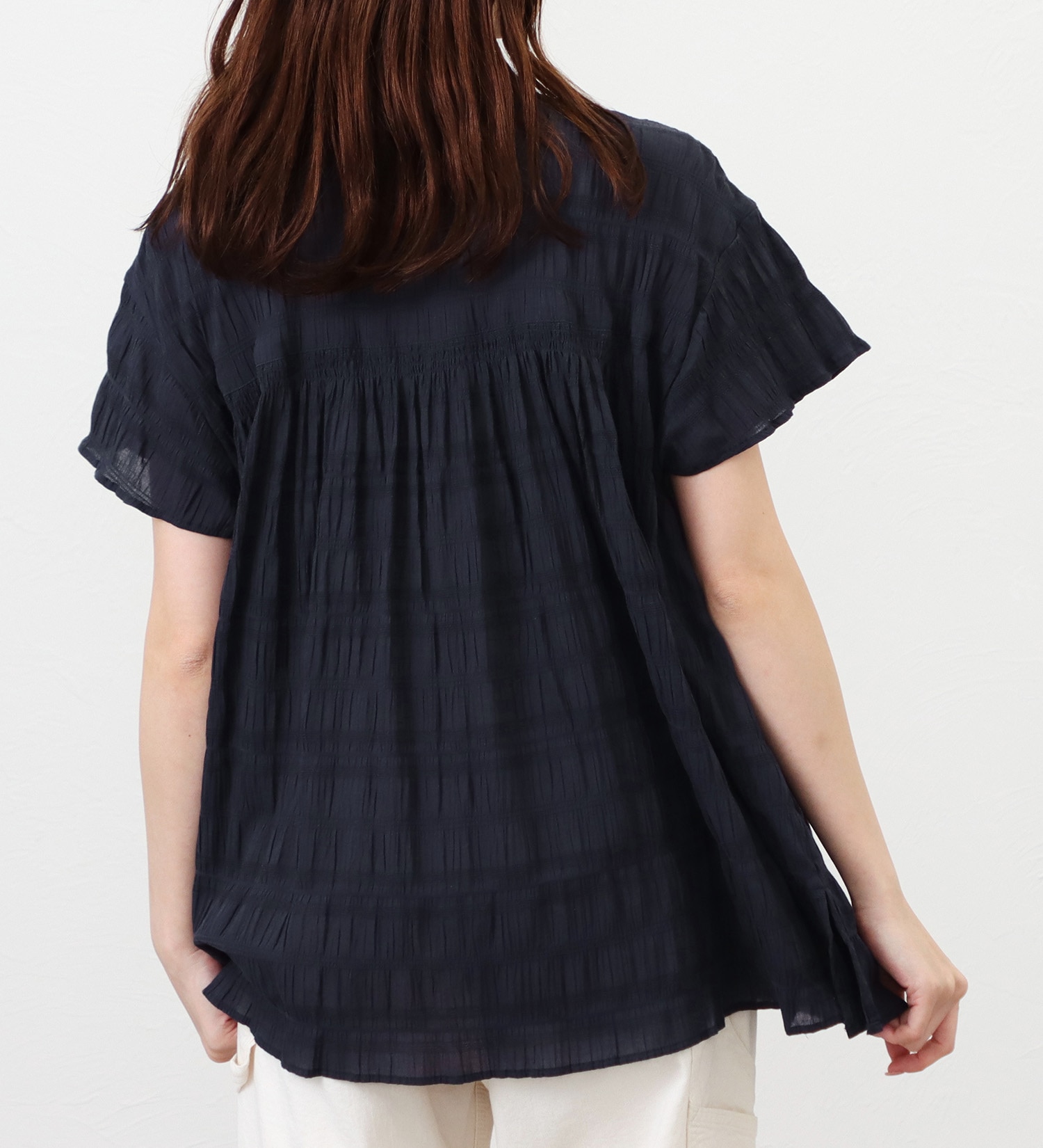 Lee(リー)の【ポイントアップ対象】【直営店・WEB別注】ギャザーチュニック|トップス/シャツ/ブラウス/レディース|ネイビー