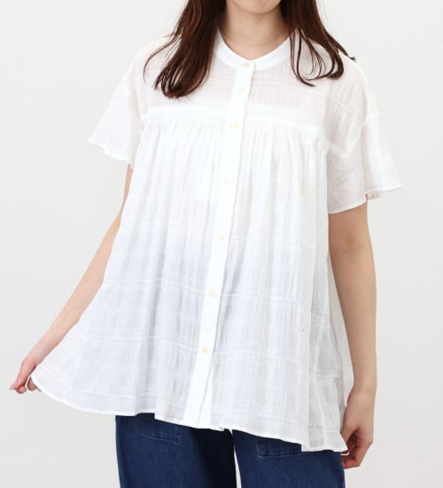 Lee(リー)の【ポイントアップ対象】【直営店・WEB別注】ギャザーチュニック|トップス/シャツ/ブラウス/レディース|ホワイト