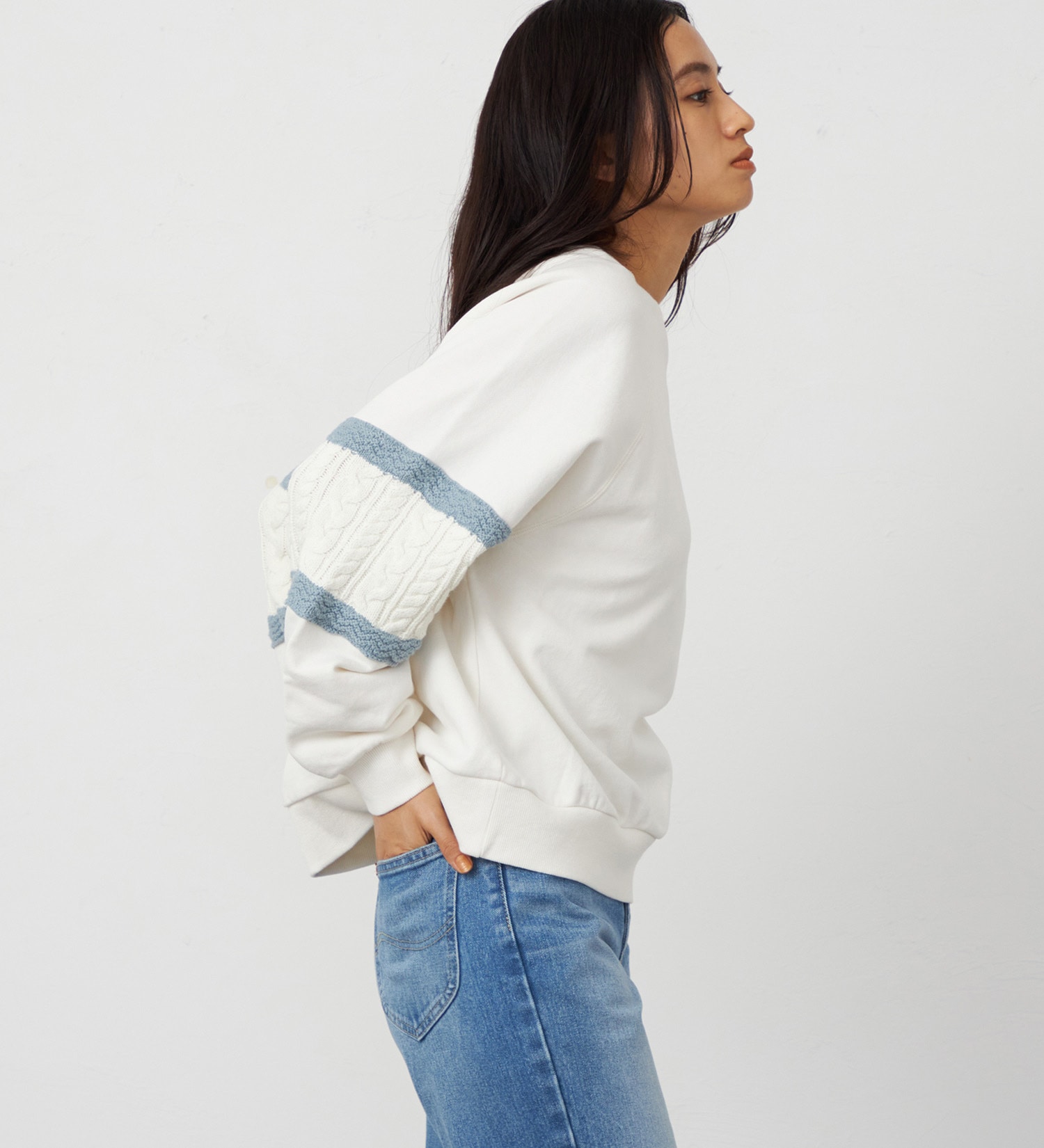 Lee(リー)のビッグフィットスウェット ニットパネル|トップス/スウェット/レディース|サックスブルー