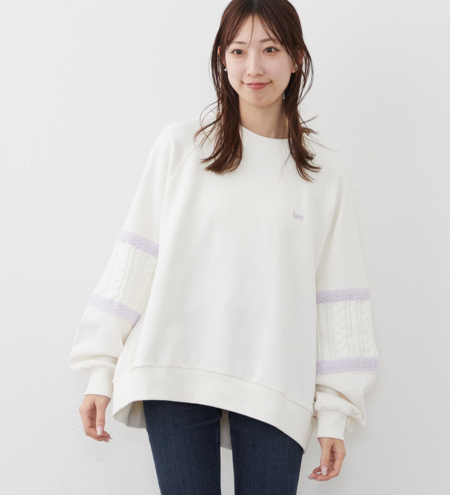 Lee(リー)のKNITPANELSLEEVE SWEAT/ニットパネルスリーブスウェット【親子】|トップス/スウェット/レディース|パープル