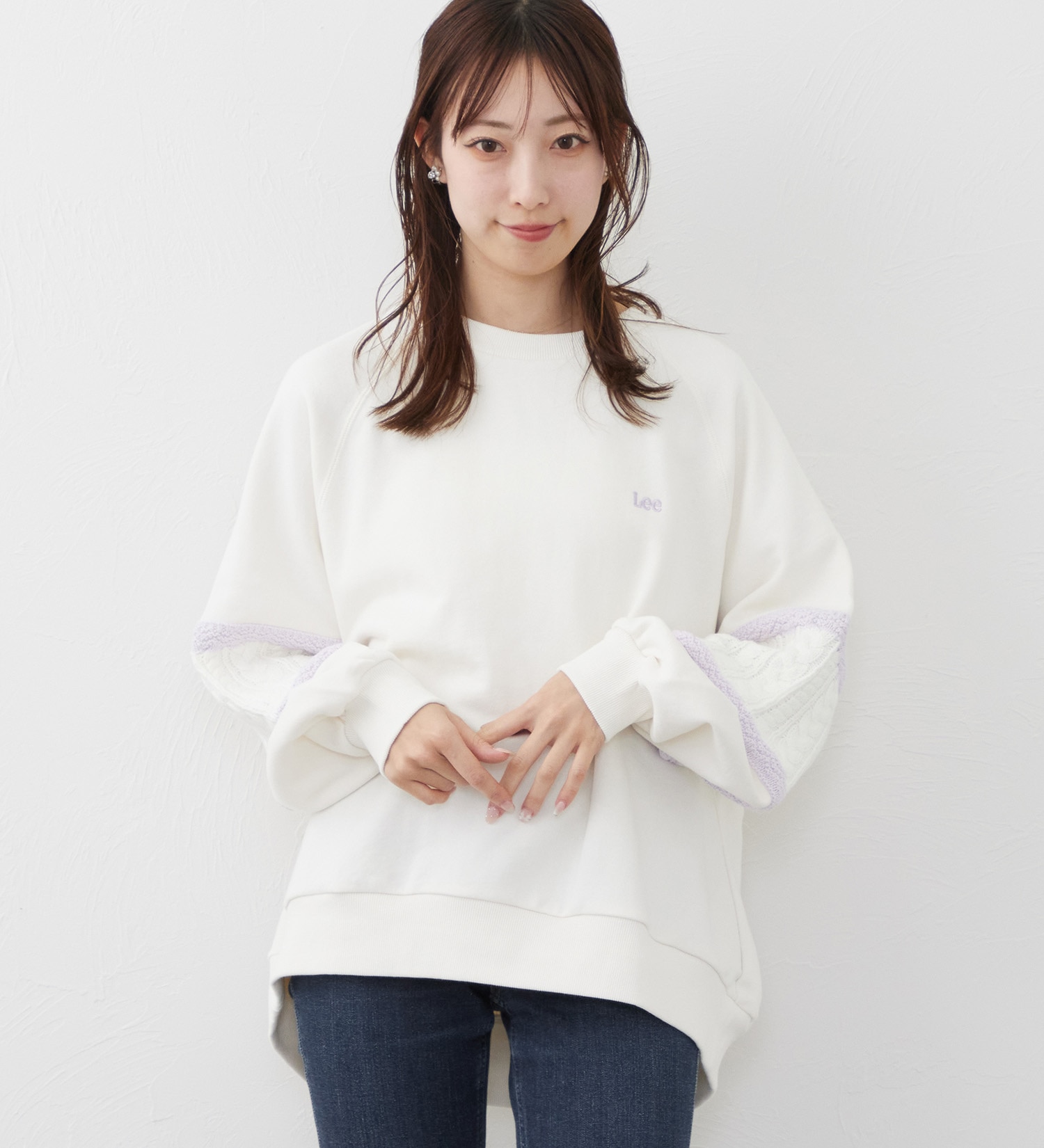 Lee(リー)のKNITPANELSLEEVE SWEAT/ニットパネルスリーブスウェット【親子】|トップス/スウェット/レディース|パープル