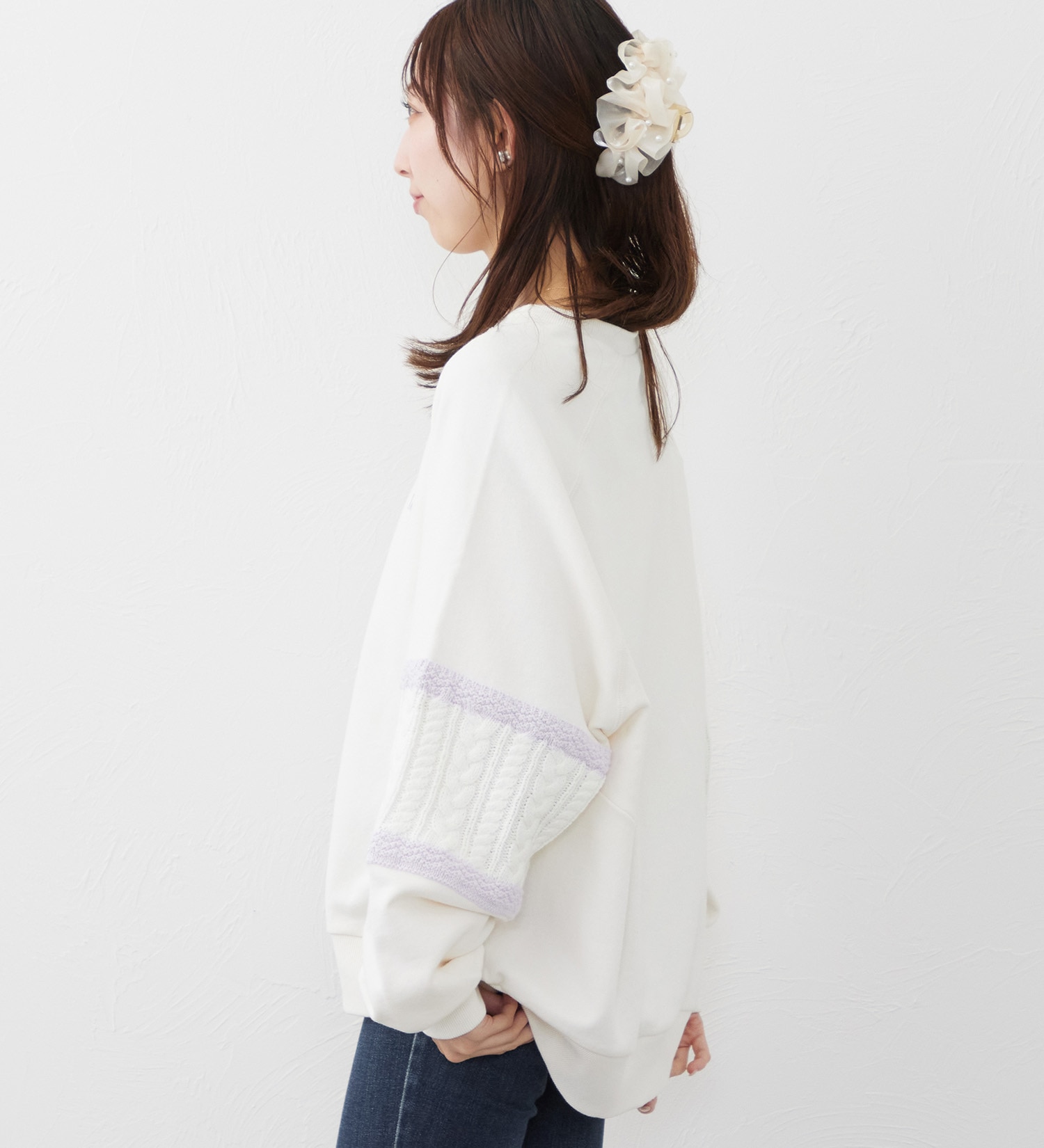 Lee(リー)のKNITPANELSLEEVE SWEAT/ニットパネルスリーブスウェット【親子】|トップス/スウェット/レディース|パープル
