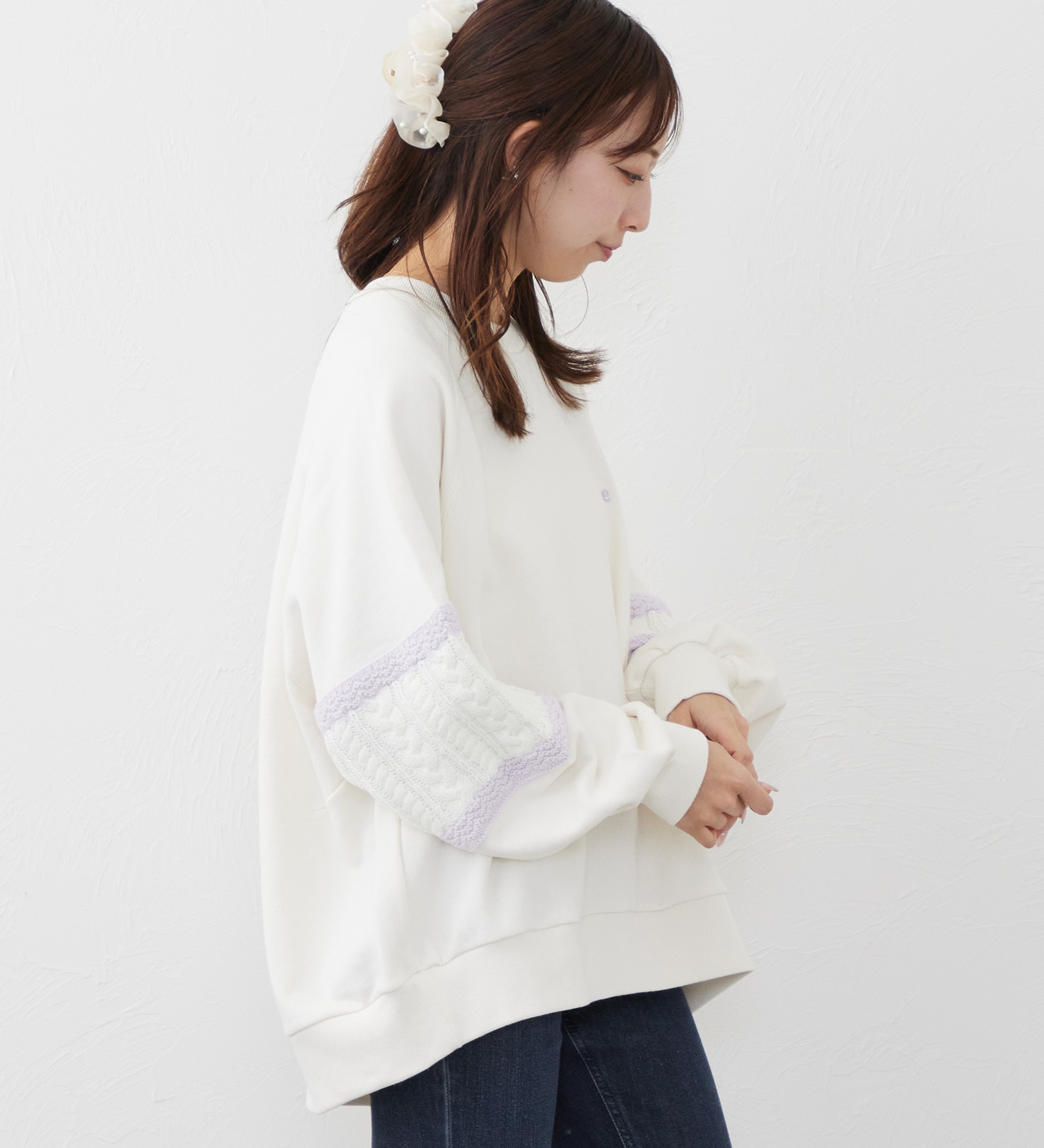 Lee(リー)のKNITPANELSLEEVE SWEAT/ニットパネルスリーブスウェット【親子】|トップス/スウェット/レディース|パープル