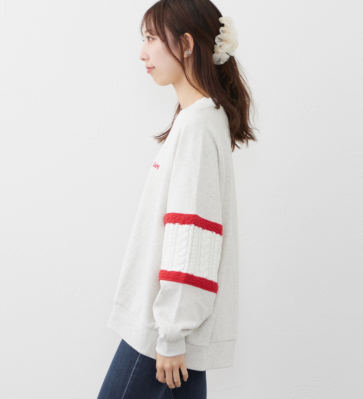 Lee(リー)のKNITPANELSLEEVE SWEAT/ニットパネルスリーブスウェット【親子】|トップス/スウェット/レディース|レッド