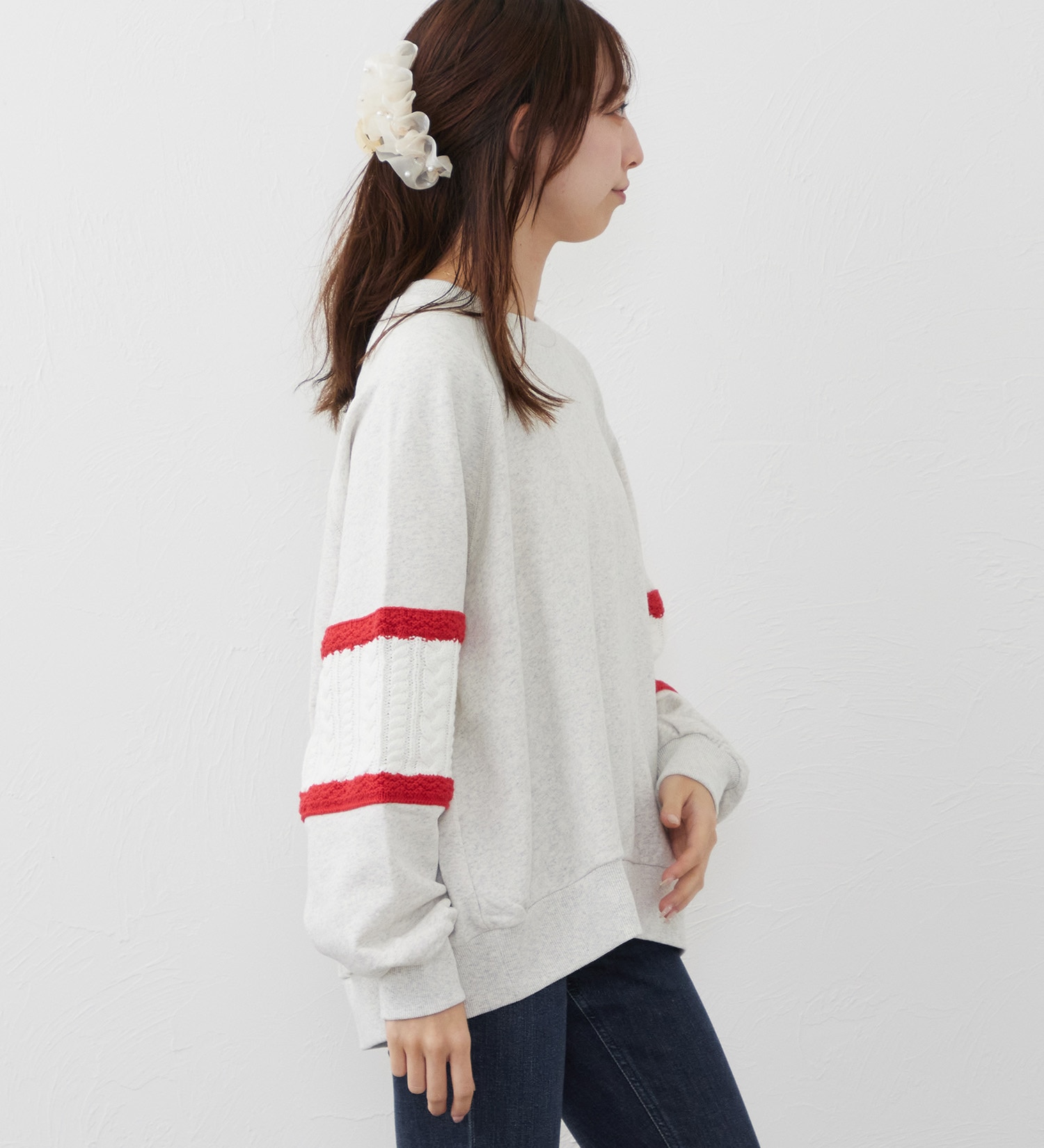 Lee(リー)のKNITPANELSLEEVE SWEAT/ニットパネルスリーブスウェット【親子】|トップス/スウェット/レディース|レッド